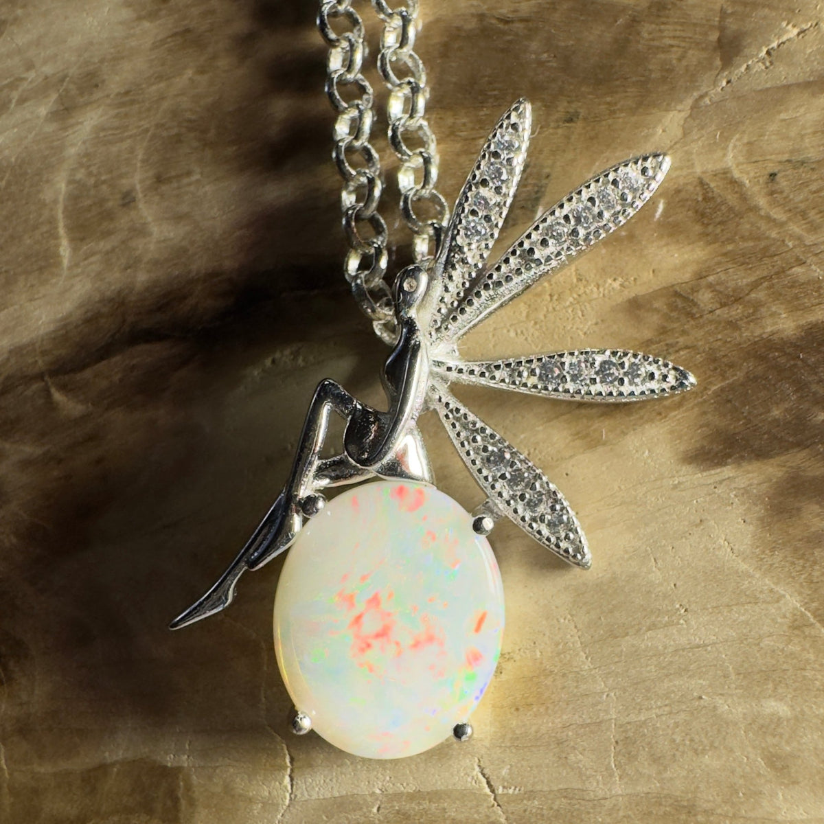 The Kakadu Fairy ~ 2ct Coober Pedy Opal 925 Silver Pendant