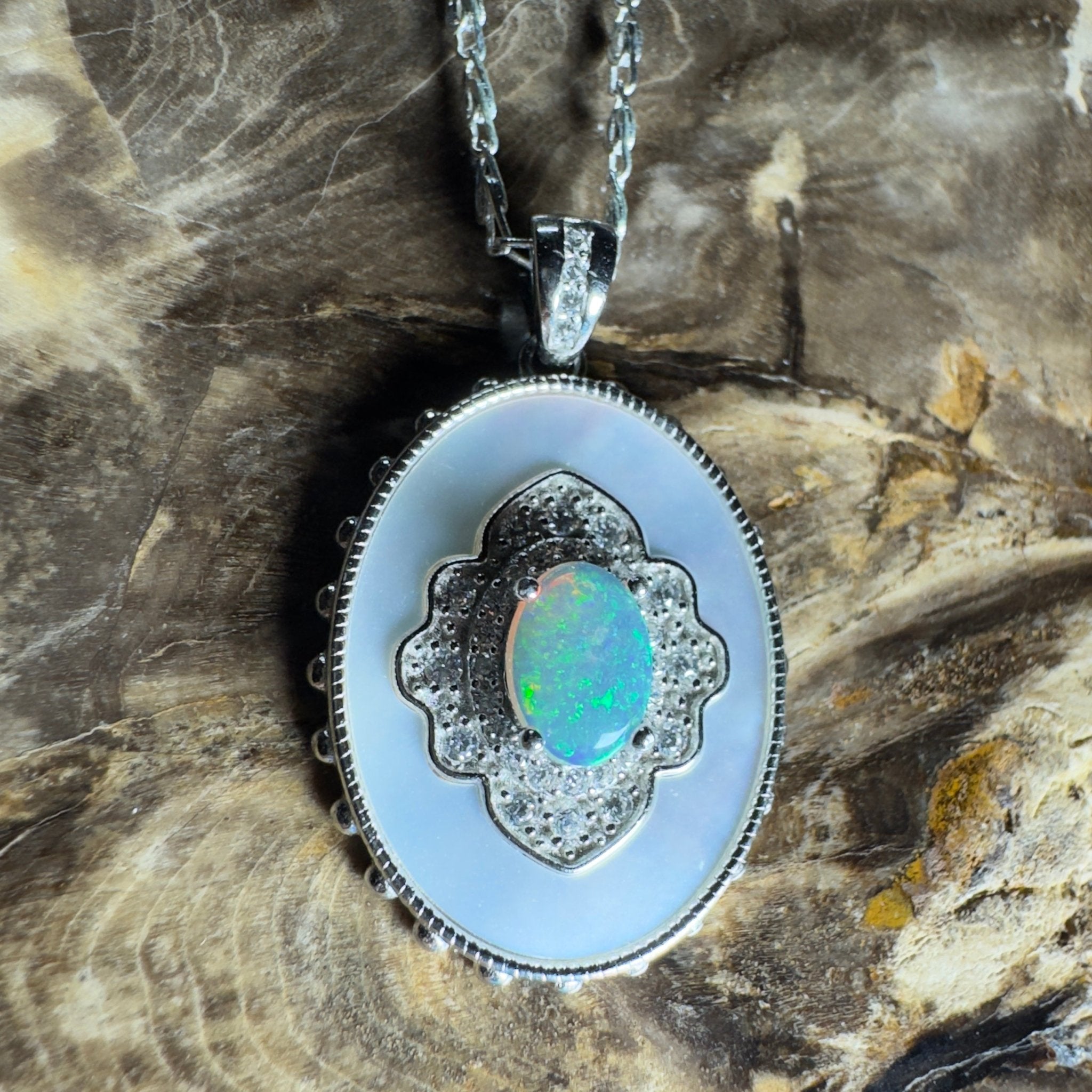 The Kings Canyon Medallion ~ 0.8ct Lightning Ridge Opal 925 Silver Pendant