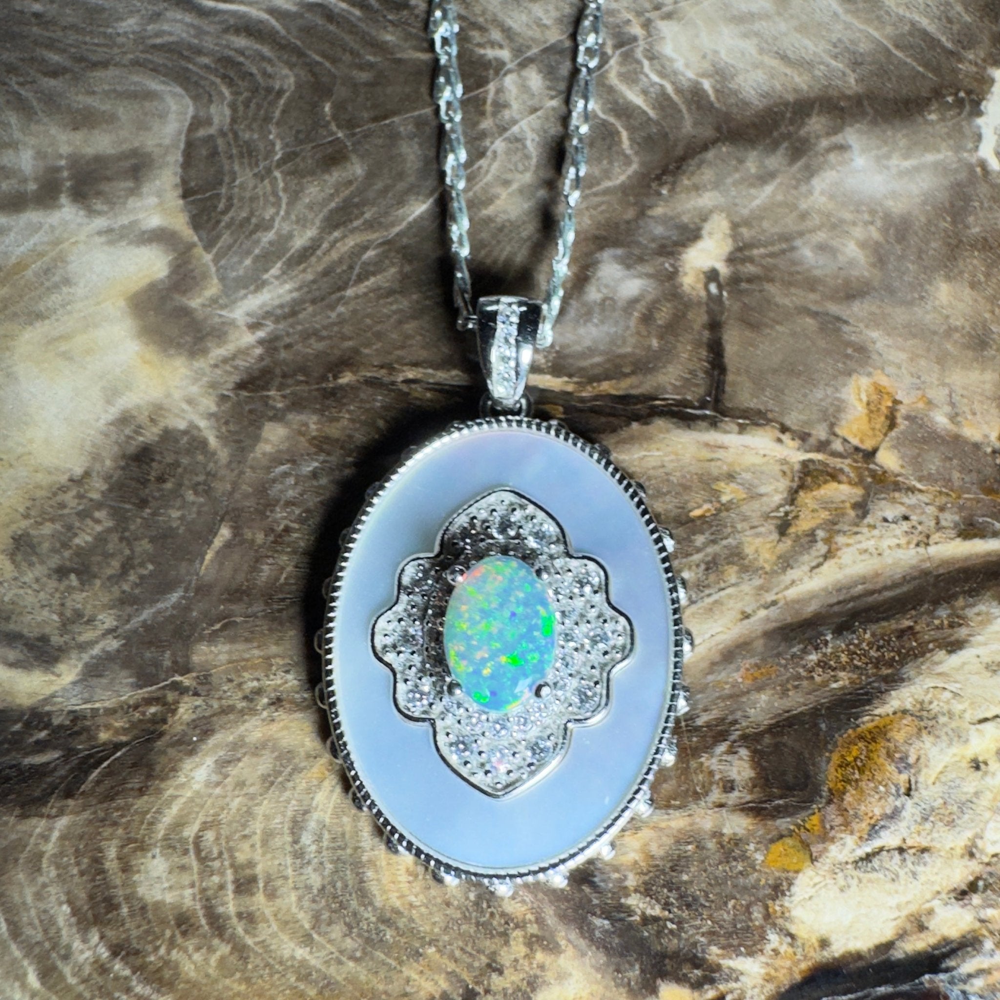 The Kings Canyon Medallion ~ 0.8ct Lightning Ridge Opal 925 Silver Pendant