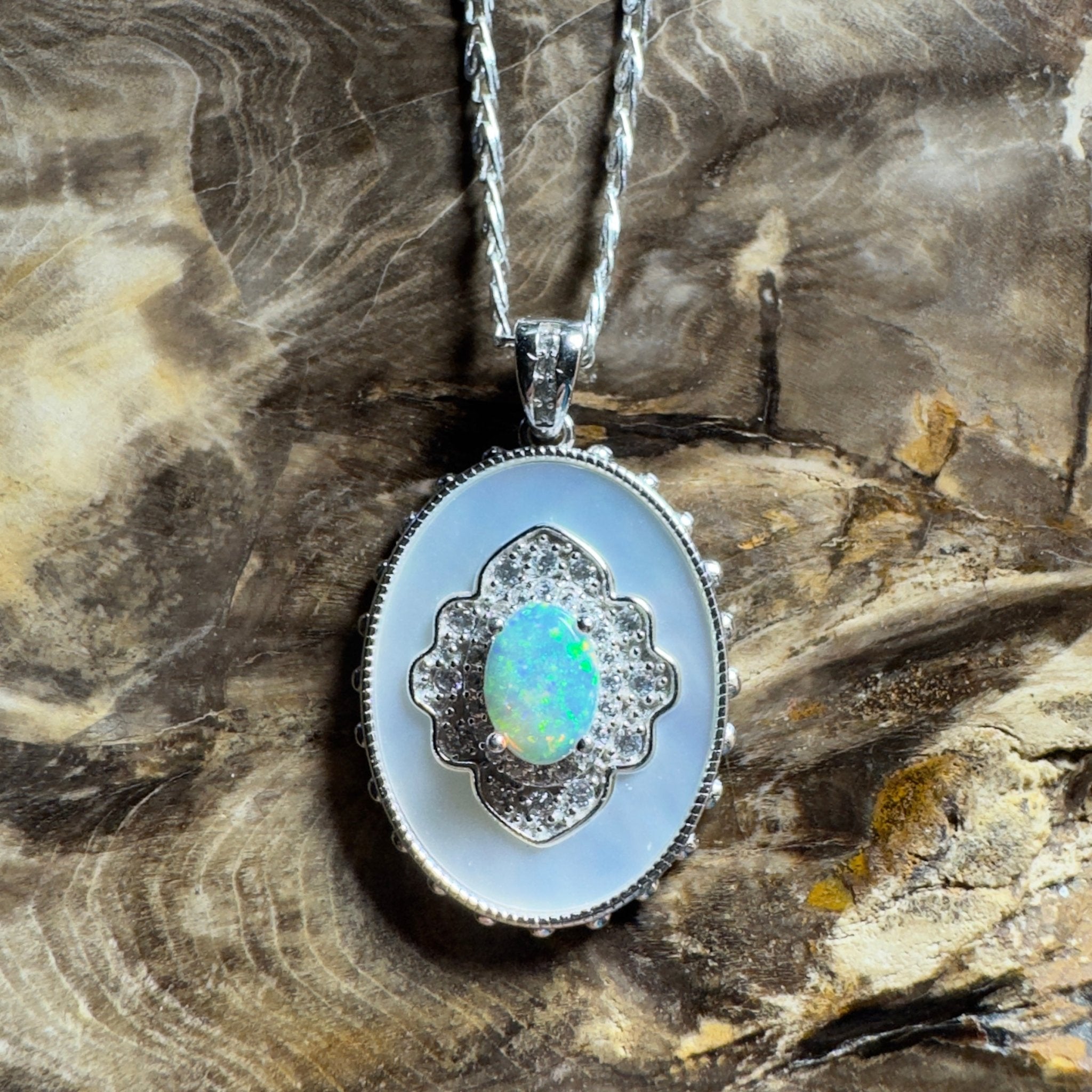 The Kings Canyon Medallion ~ 0.8ct Lightning Ridge Opal 925 Silver Pendant