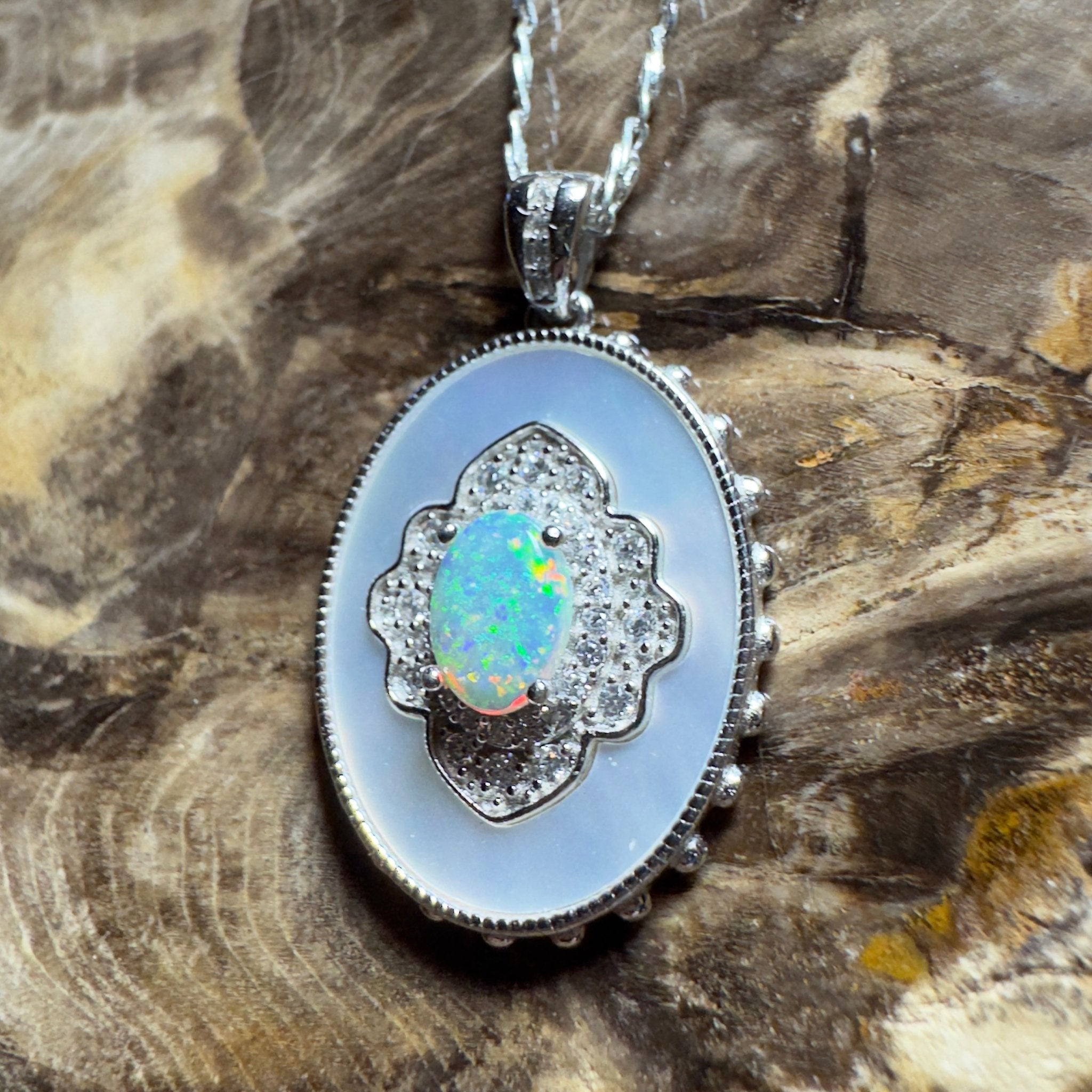 The Kings Canyon Medallion ~ 0.8ct Lightning Ridge Opal 925 Silver Pendant