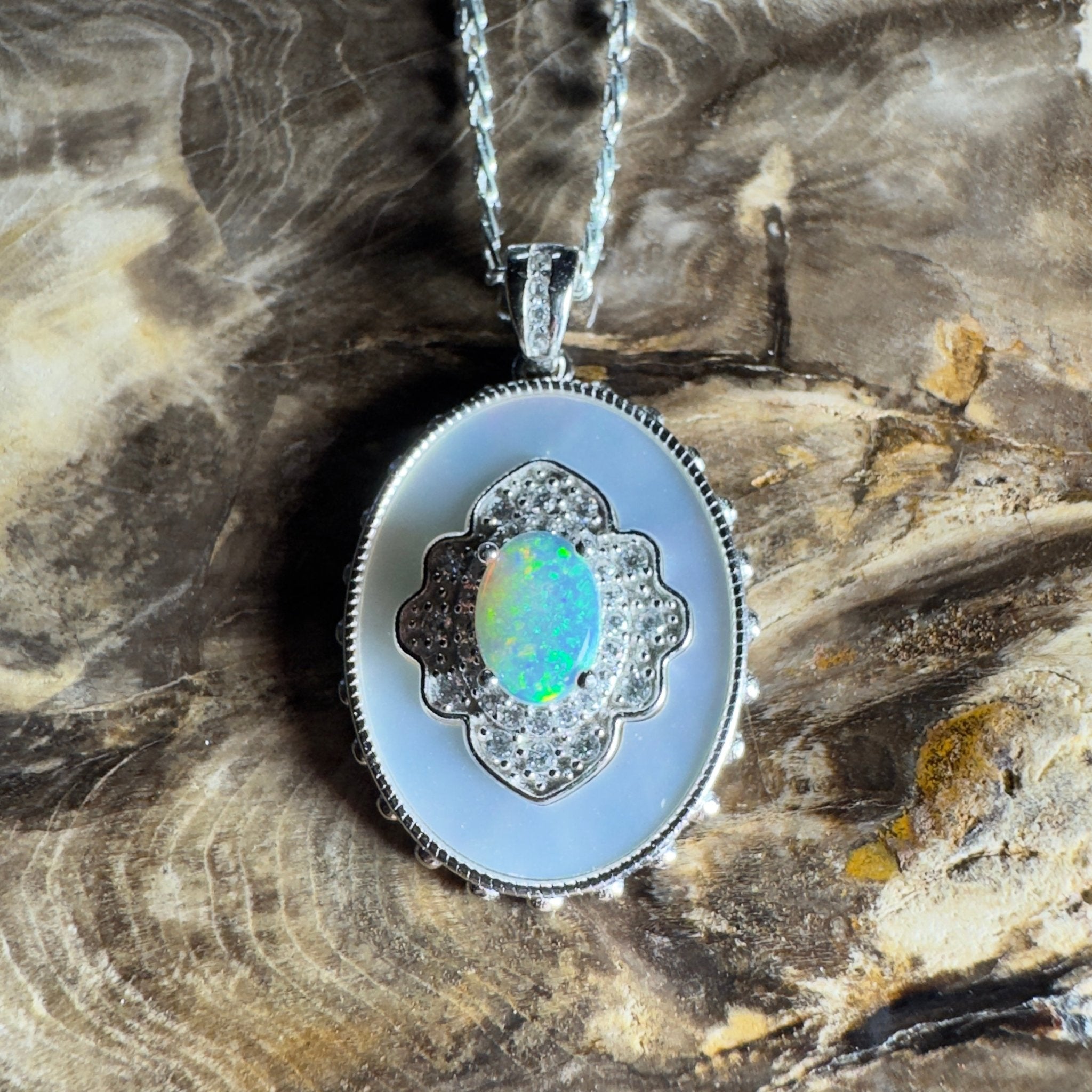 The Kings Canyon Medallion ~ 0.8ct Lightning Ridge Opal 925 Silver Pendant