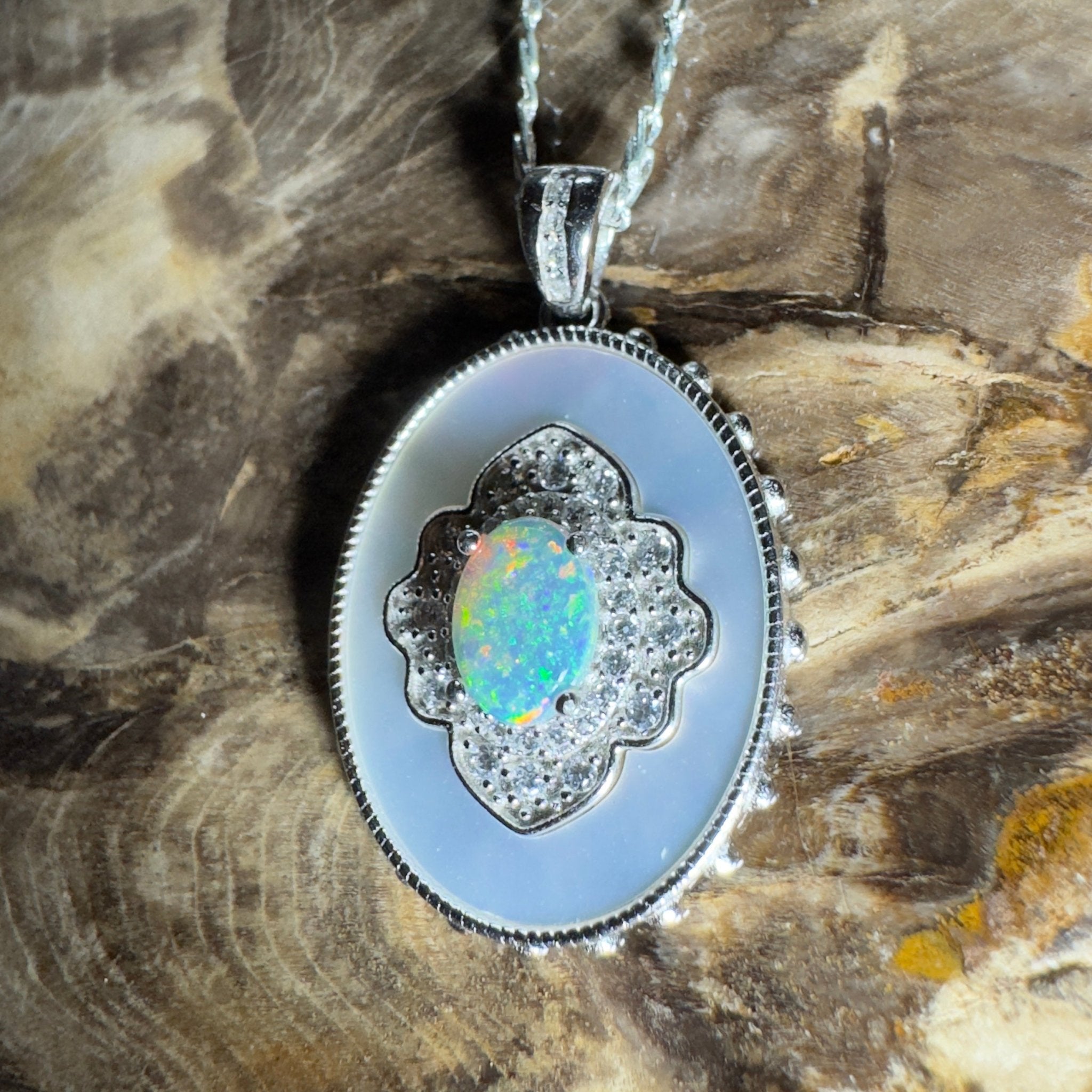The Kings Canyon Medallion ~ 0.8ct Lightning Ridge Opal 925 Silver Pendant