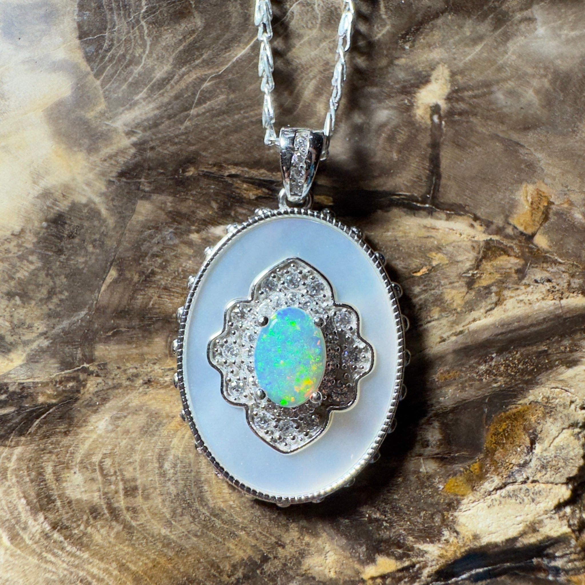 The Kings Canyon Medallion ~ 0.8ct Lightning Ridge Opal 925 Silver Pendant