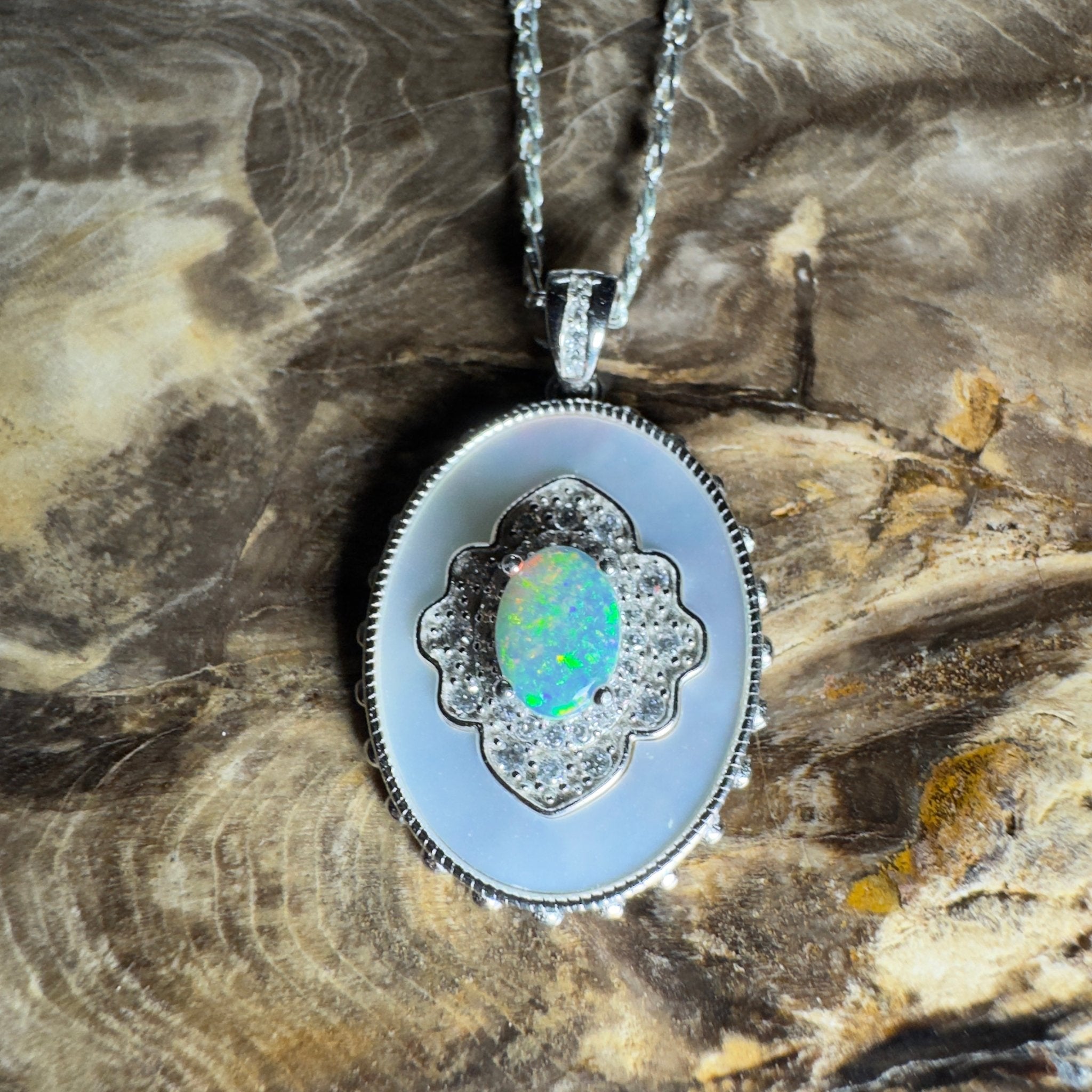 The Kings Canyon Medallion ~ 0.8ct Lightning Ridge Opal 925 Silver Pendant