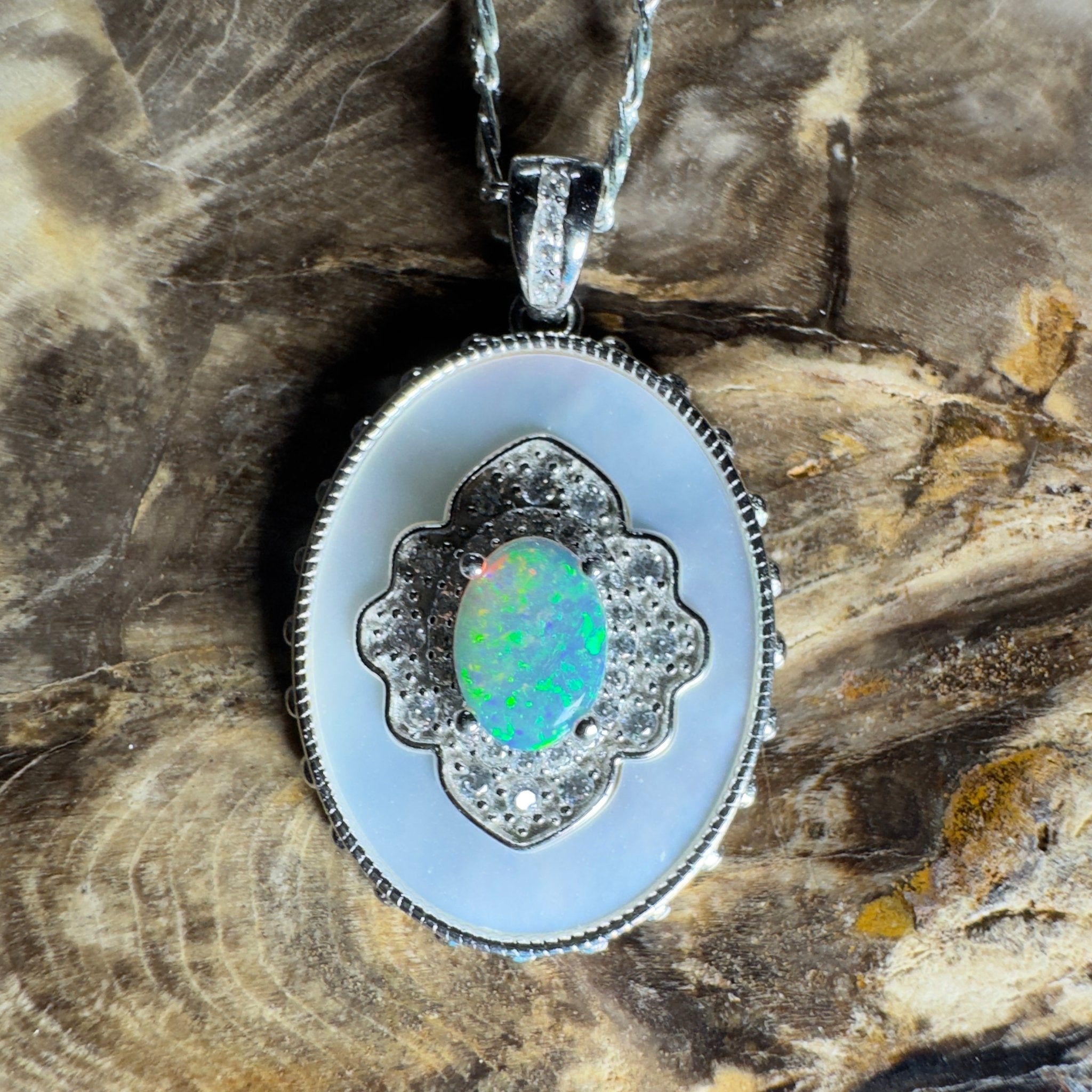 The Kings Canyon Medallion ~ 0.8ct Lightning Ridge Opal 925 Silver Pendant