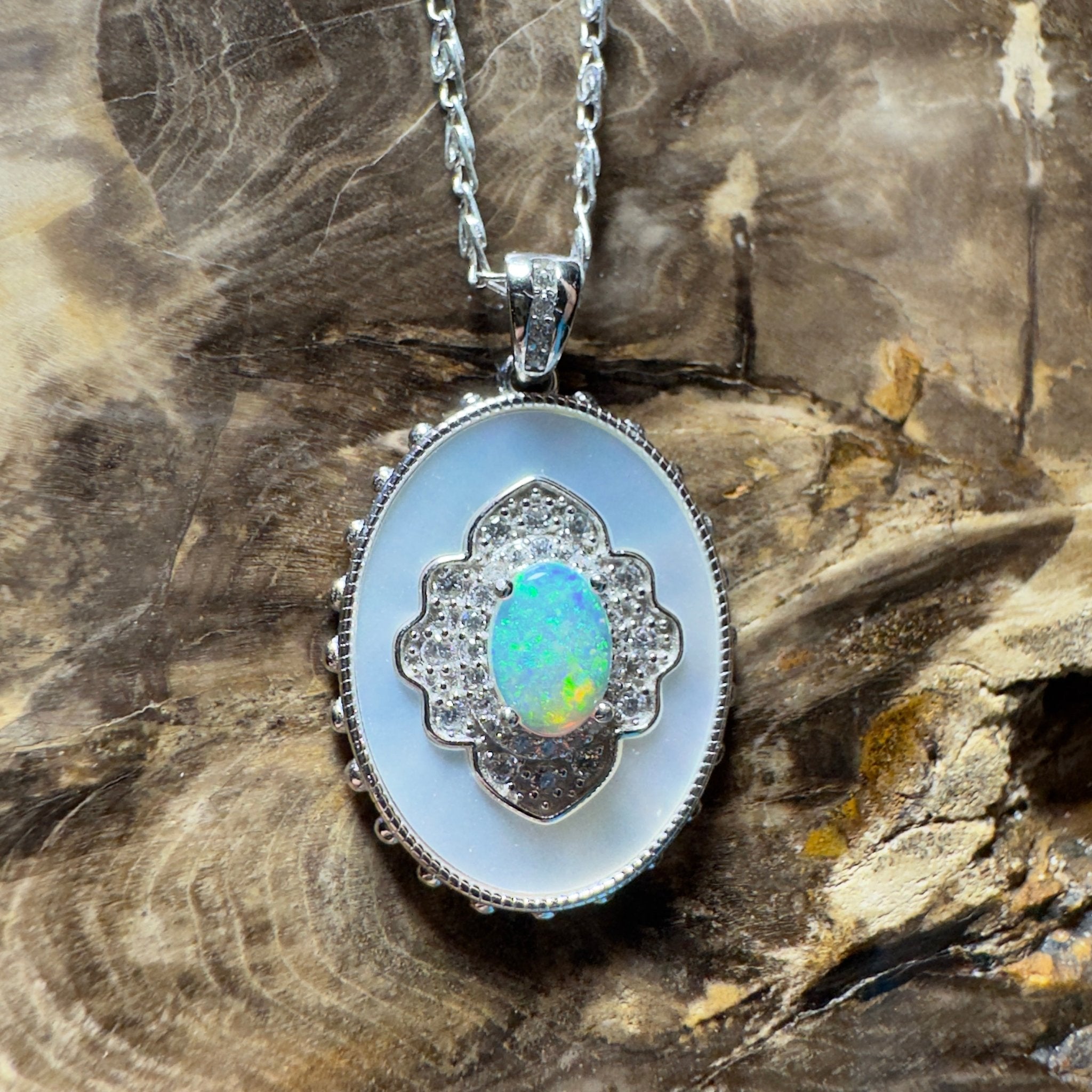 The Kings Canyon Medallion ~ 0.8ct Lightning Ridge Opal 925 Silver Pendant