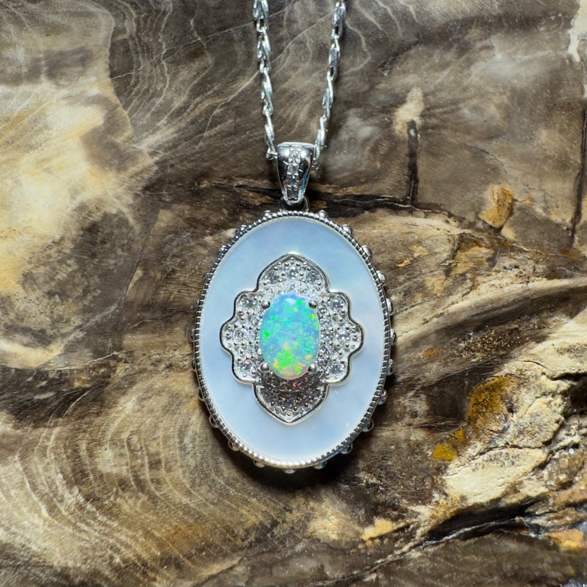 The Kings Canyon Medallion ~ 0.8ct Lightning Ridge Opal 925 Silver Pendant