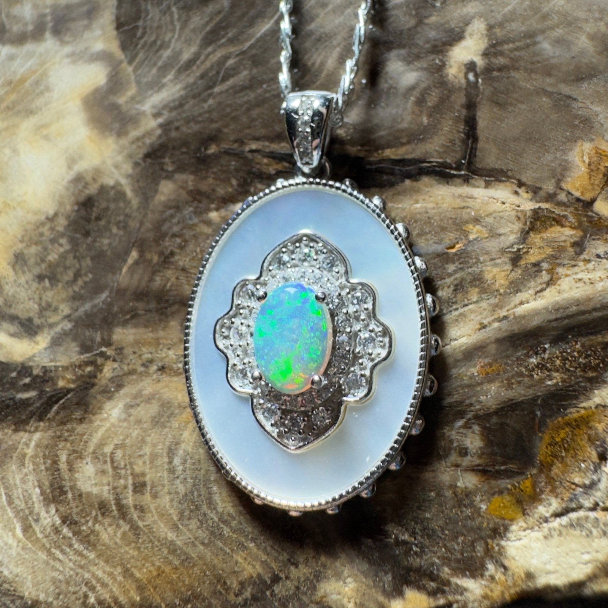 The Kings Canyon Medallion ~ 0.8ct Lightning Ridge Opal 925 Silver Pendant