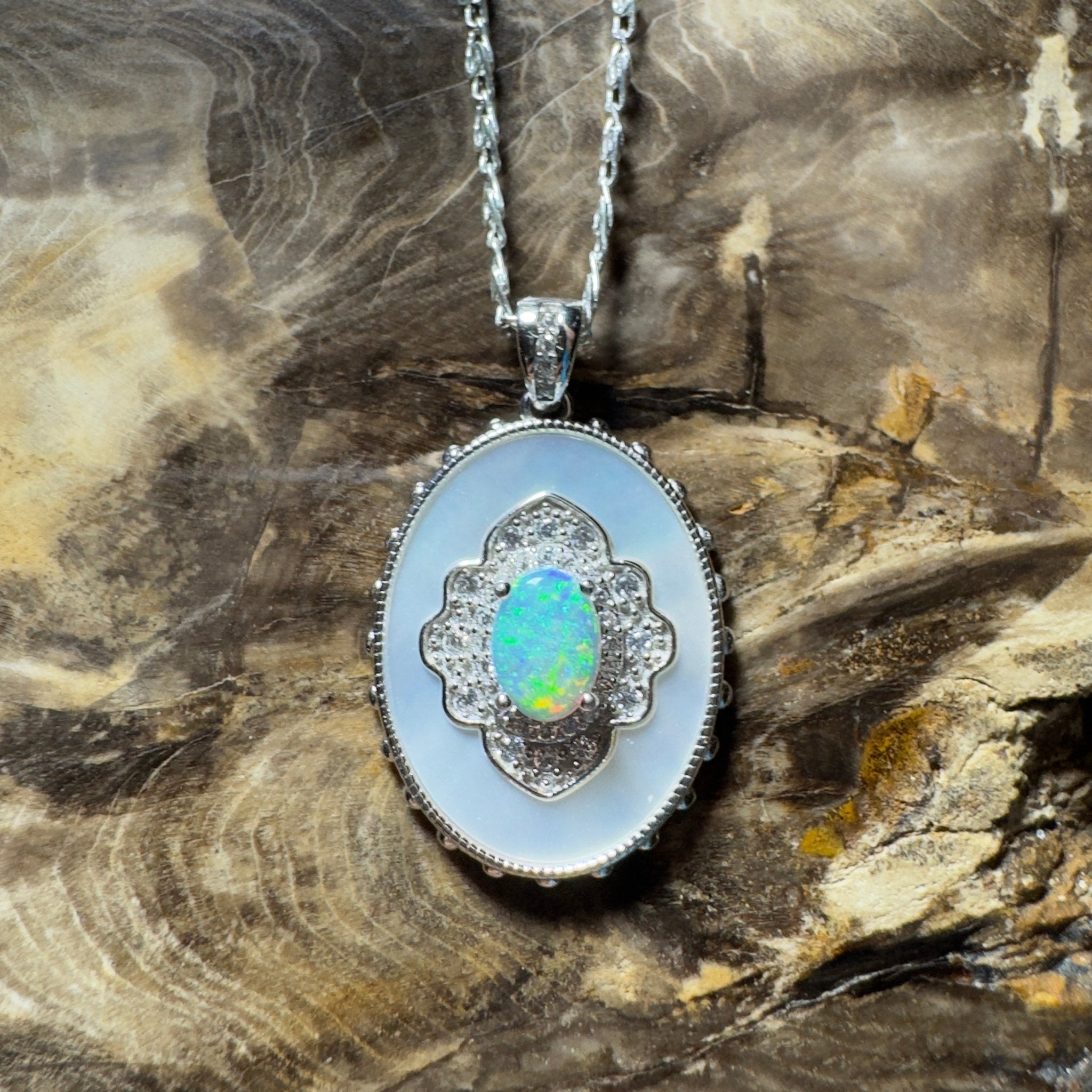 The Kings Canyon Medallion ~ 0.8ct Lightning Ridge Opal 925 Silver Pendant