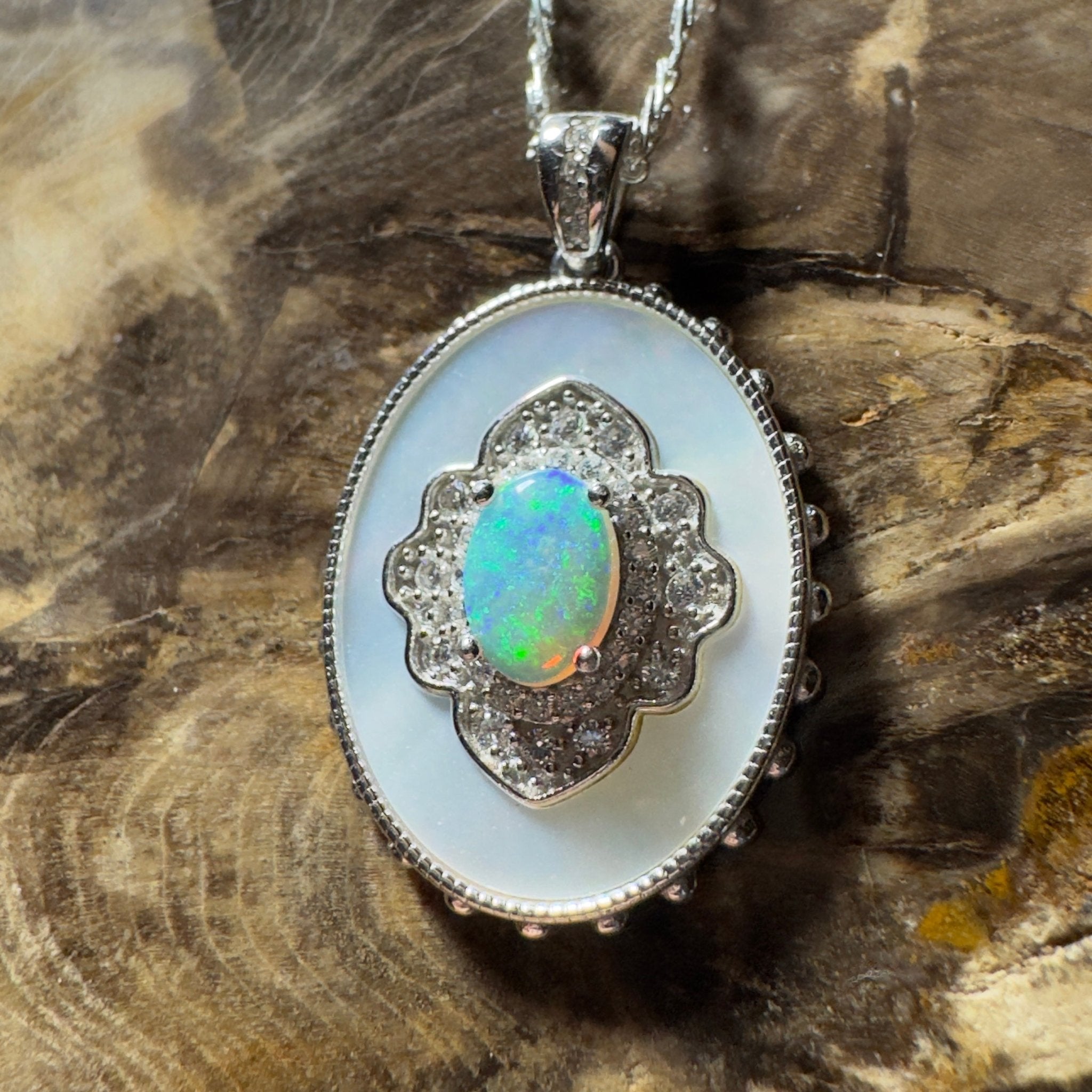 The Kings Canyon Medallion ~ 0.8ct Lightning Ridge Opal 925 Silver Pendant