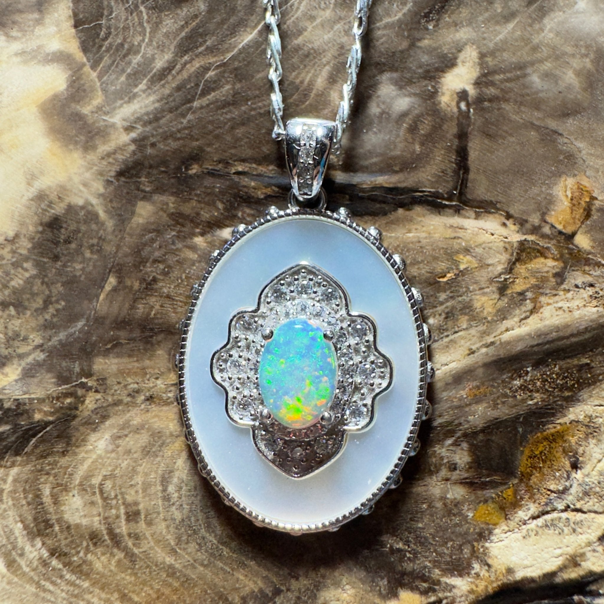 The Kings Canyon Medallion ~ 0.8ct Lightning Ridge Opal 925 Silver Pendant