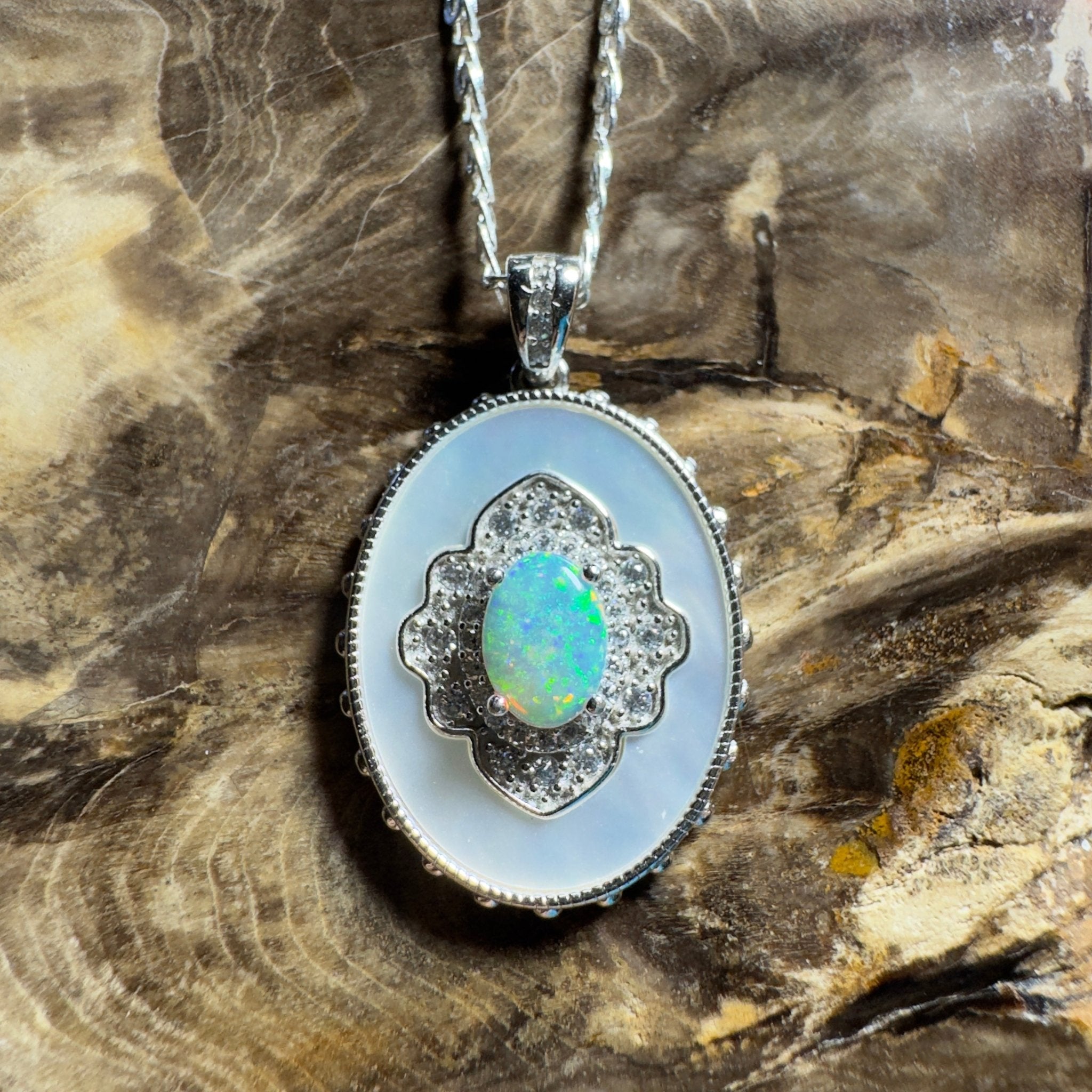 The Kings Canyon Medallion ~ 0.8ct Lightning Ridge Opal 925 Silver Pendant