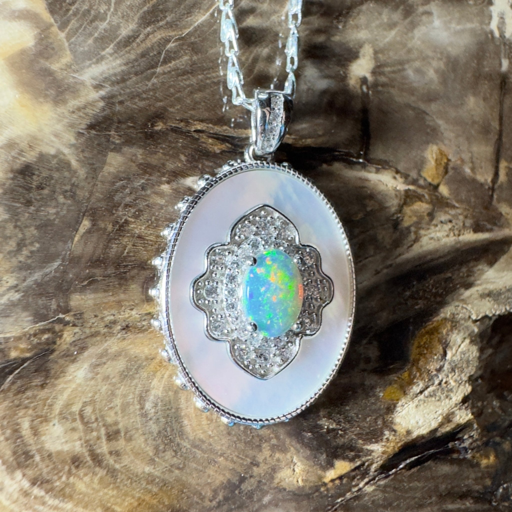 The Kings Canyon Medallion ~ 0.8ct Lightning Ridge Opal 925 Silver Pendant