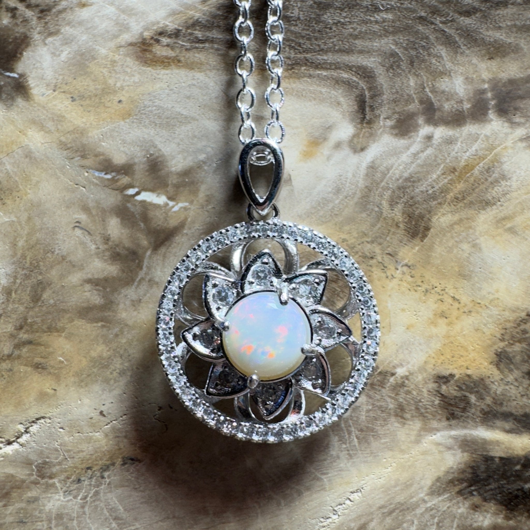 The Ningaloo Reef Halo ~ 0.8ct Coober Pedy Opal 925 Silver Pendant