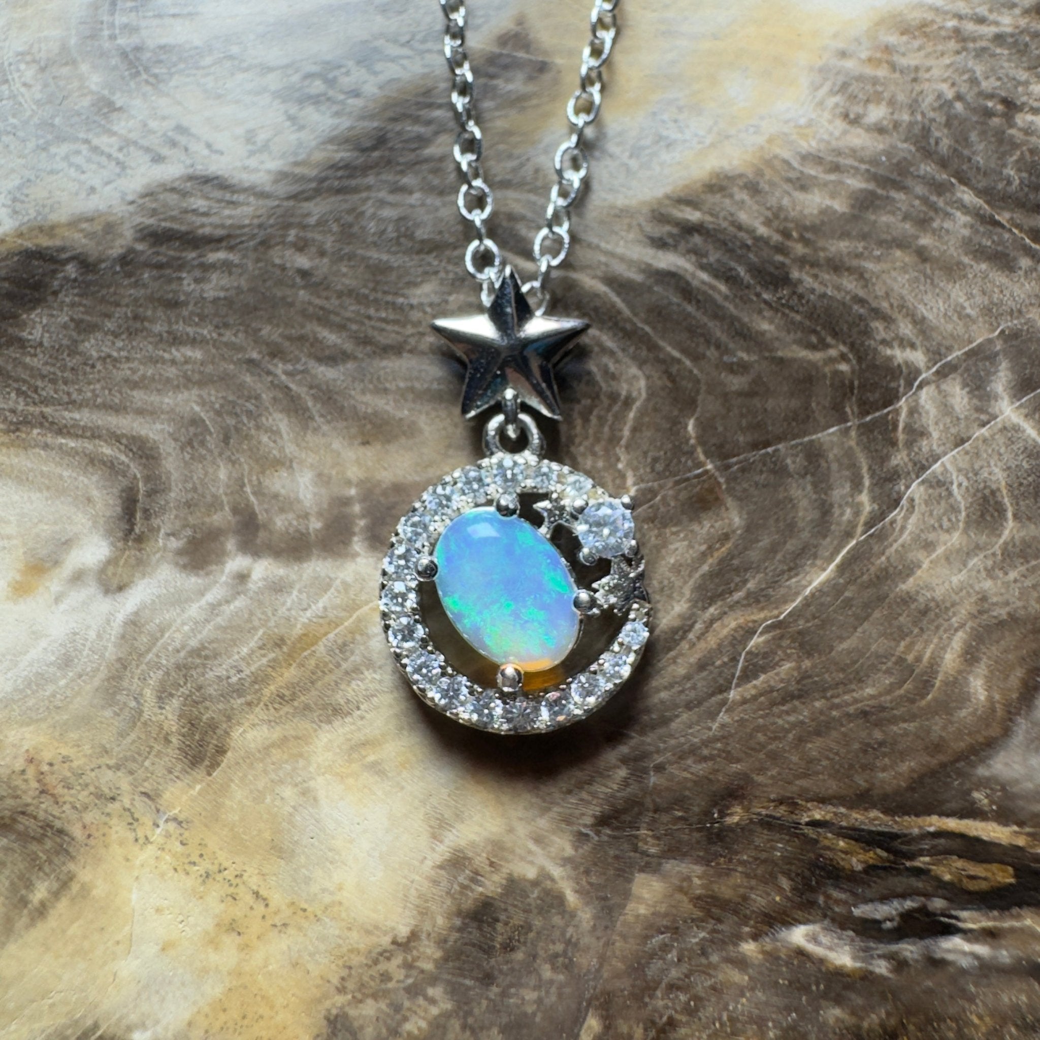 The Nullarbor Night ~ 0.8ct Lightning Ridge Crystal Opal 925 Silver Pendant