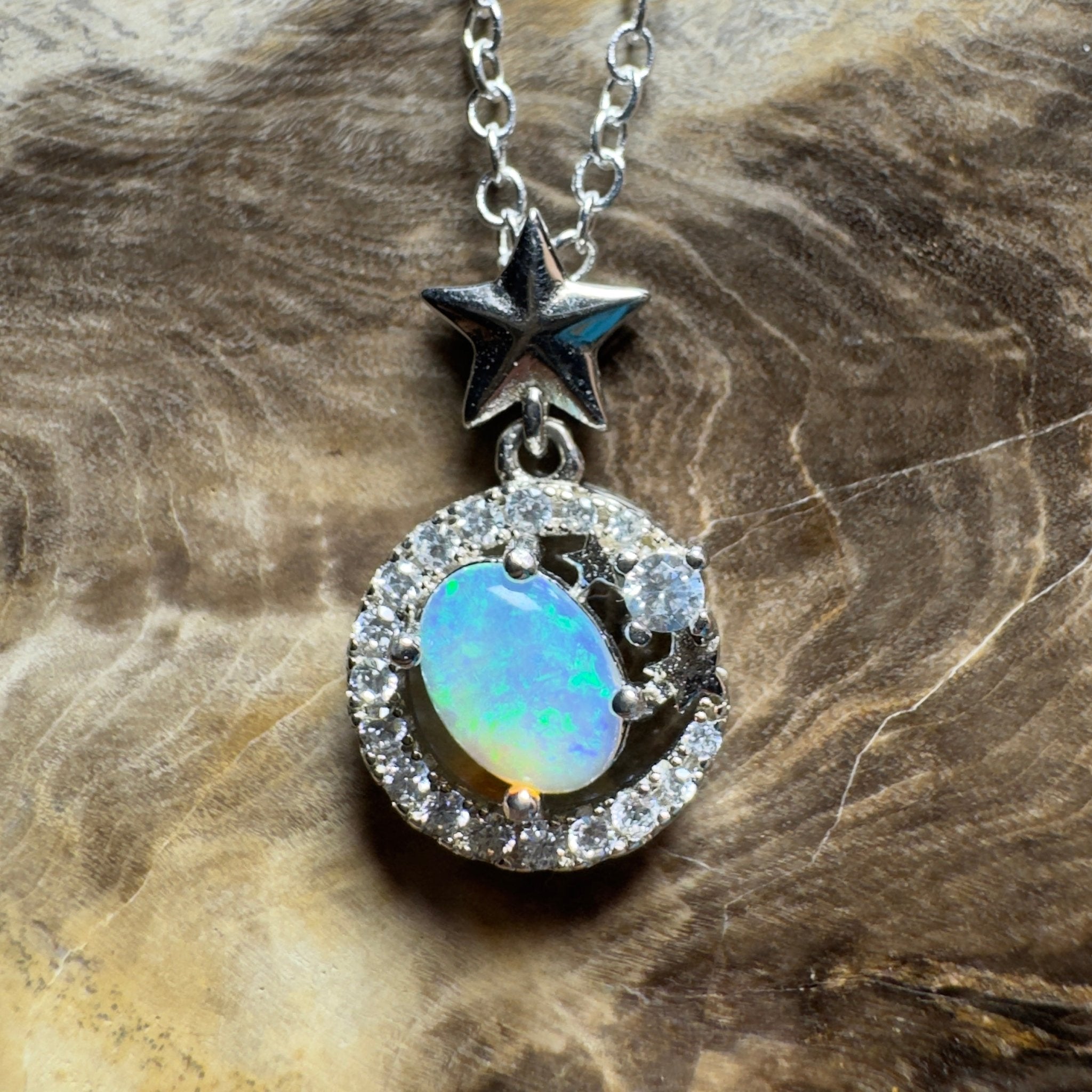 The Nullarbor Night ~ 0.8ct Lightning Ridge Crystal Opal 925 Silver Pendant