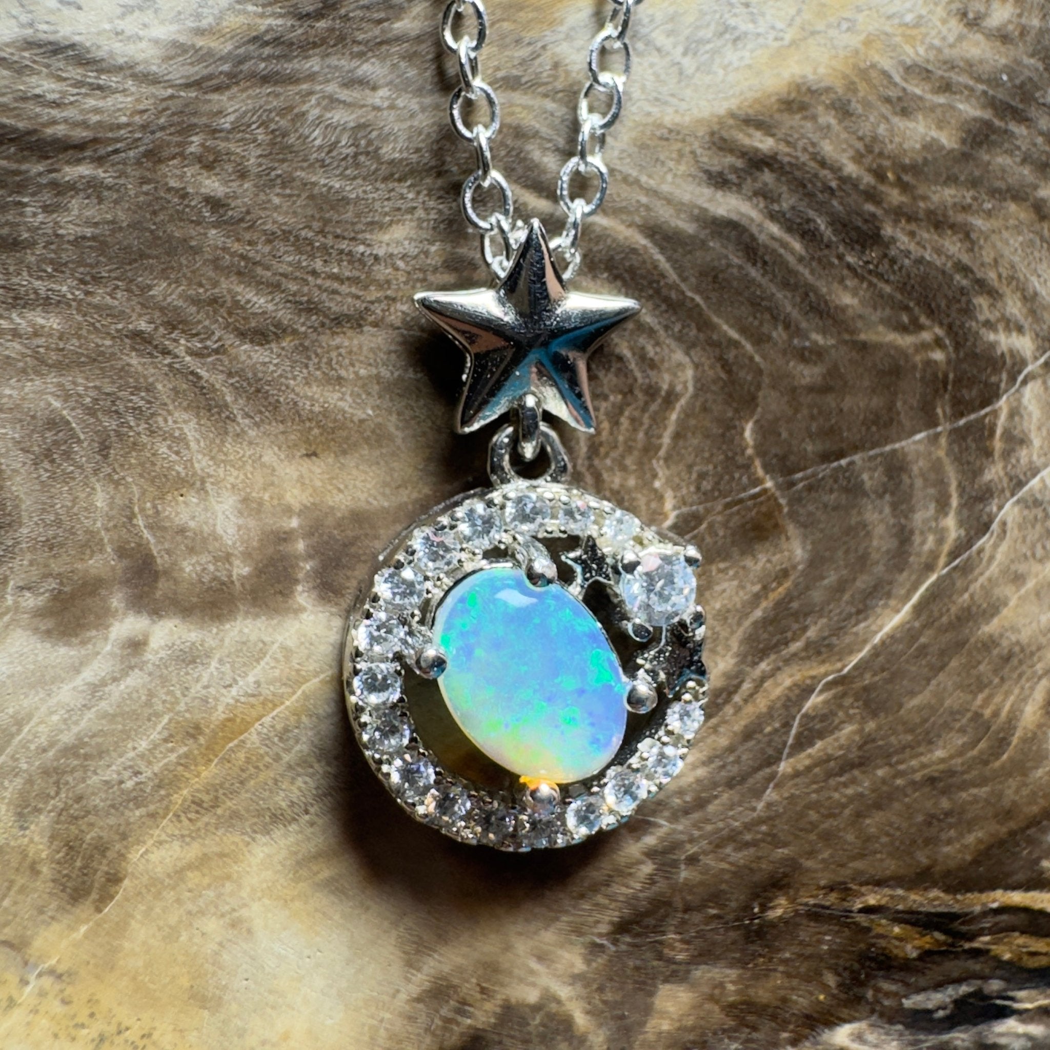 The Nullarbor Night ~ 0.8ct Lightning Ridge Crystal Opal 925 Silver Pendant