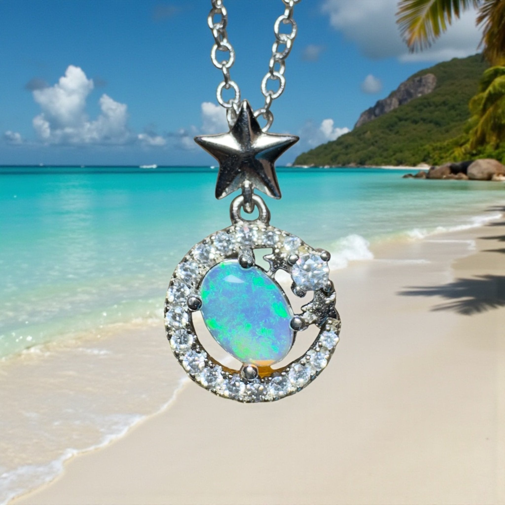 The Nullarbor Night ~ 0.8ct Lightning Ridge Crystal Opal 925 Silver Pendant