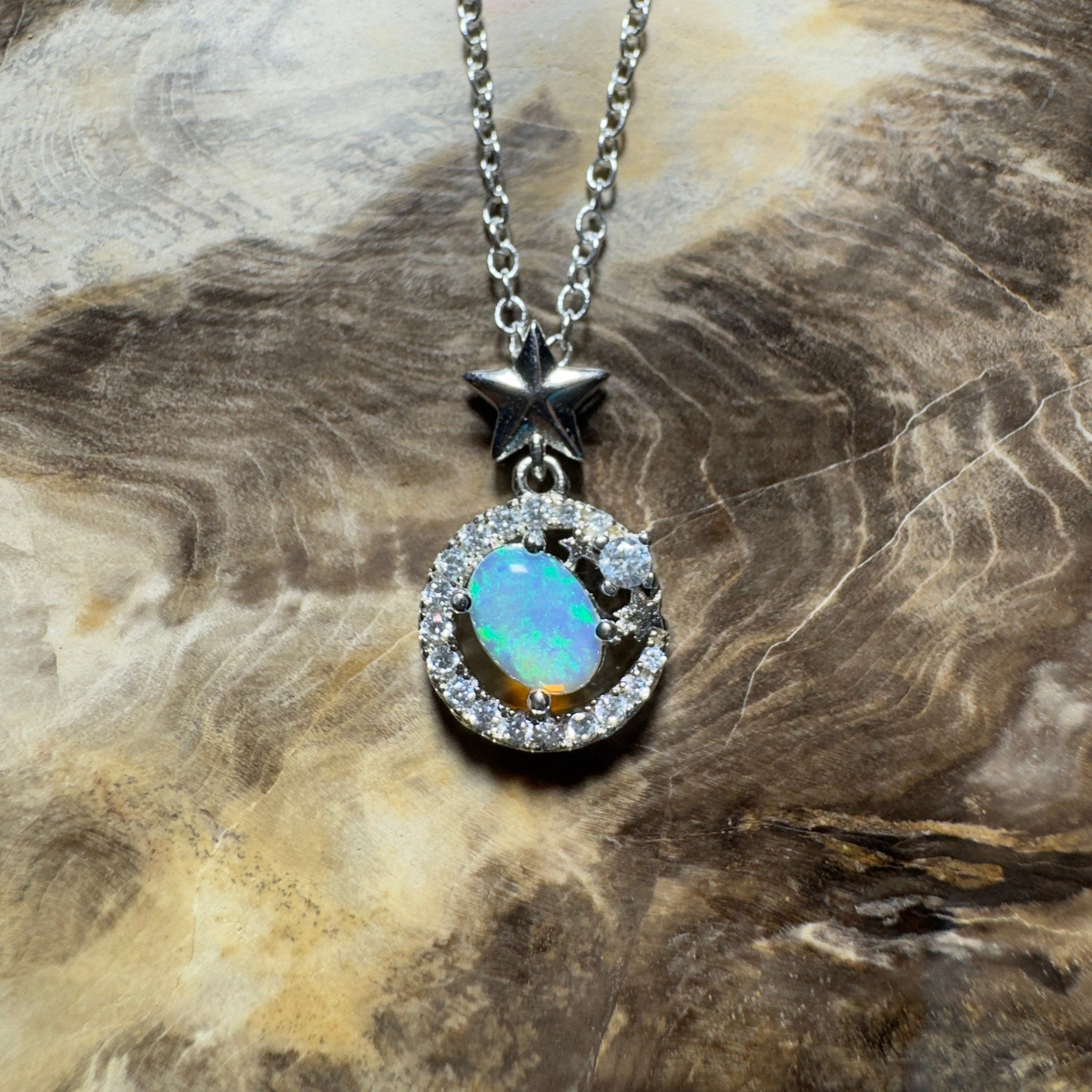 The Nullarbor Night ~ 0.8ct Lightning Ridge Crystal Opal 925 Silver Pendant