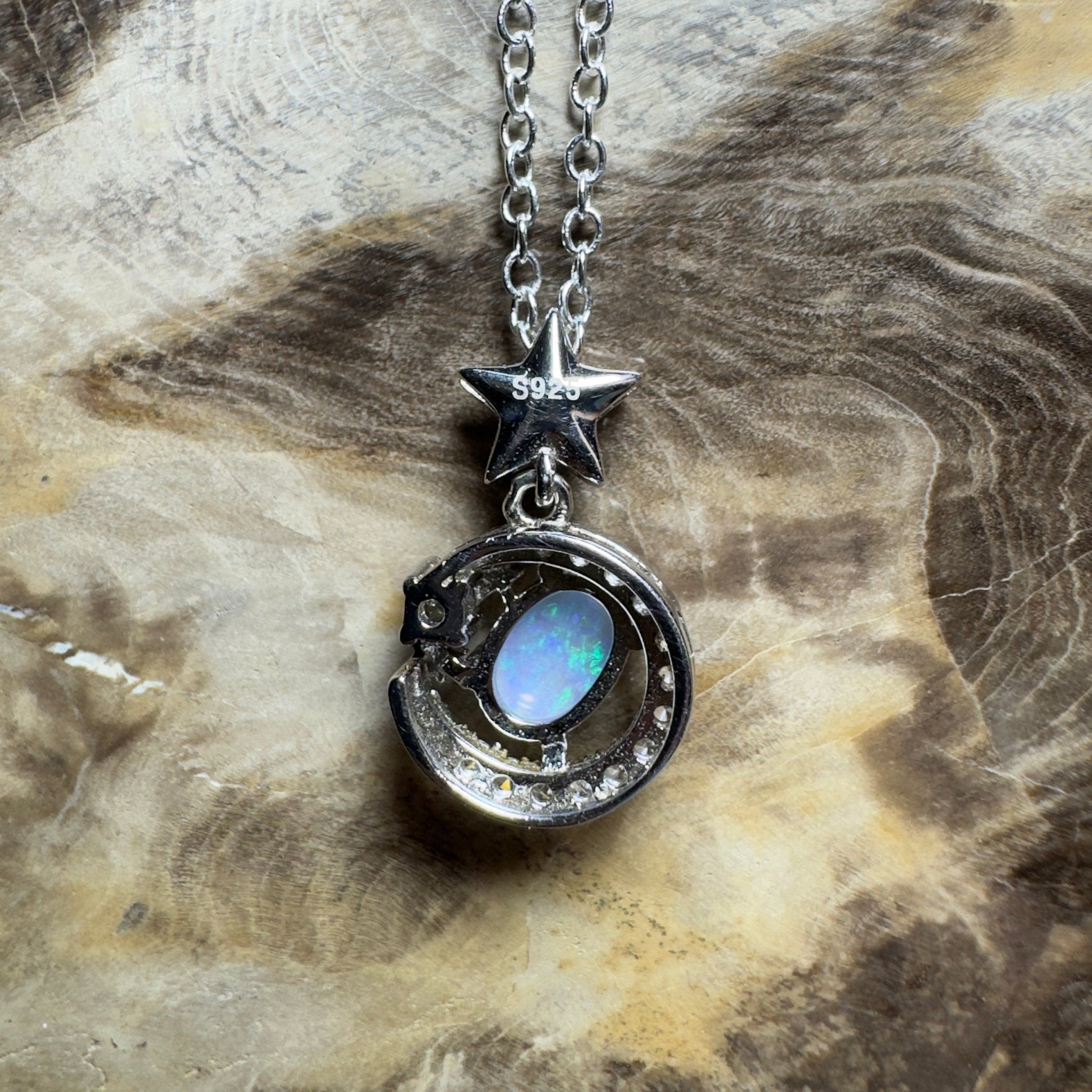 The Nullarbor Night ~ 0.8ct Lightning Ridge Crystal Opal 925 Silver Pendant