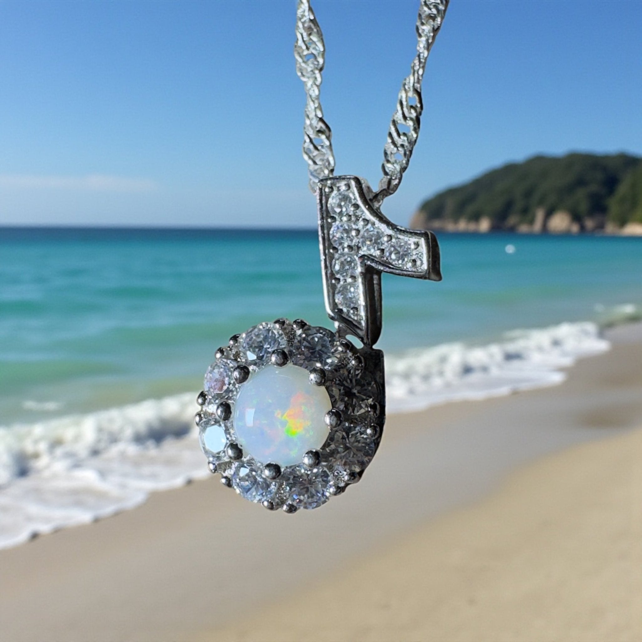 The Shark Bay Shimmer ~ 0.4ct Coober Pedy Opal Sterling Silver Pendant