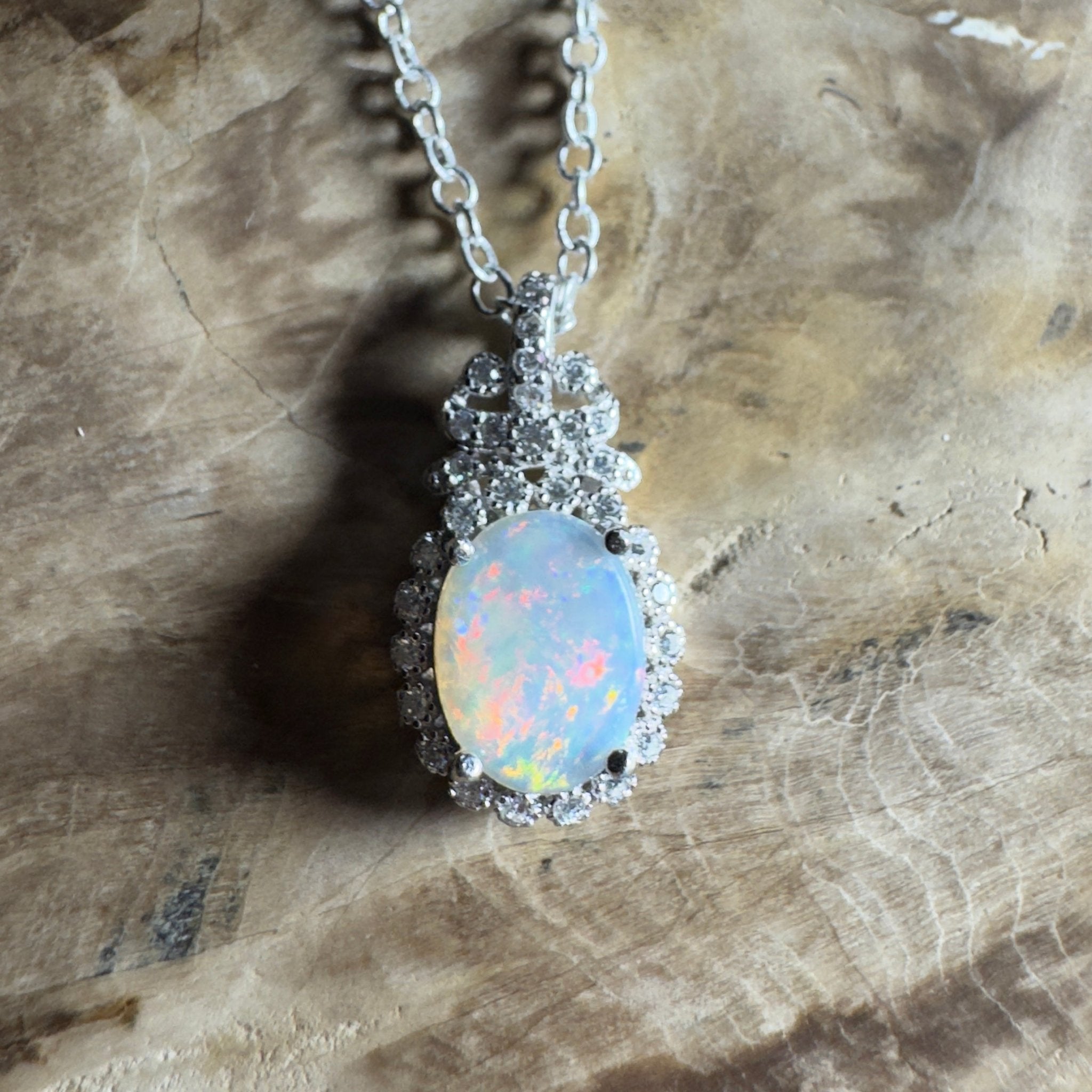 The Twelve Apostles Solitaire ~ 1.2ct Coober Pedy Opal 925 Silver Pendant