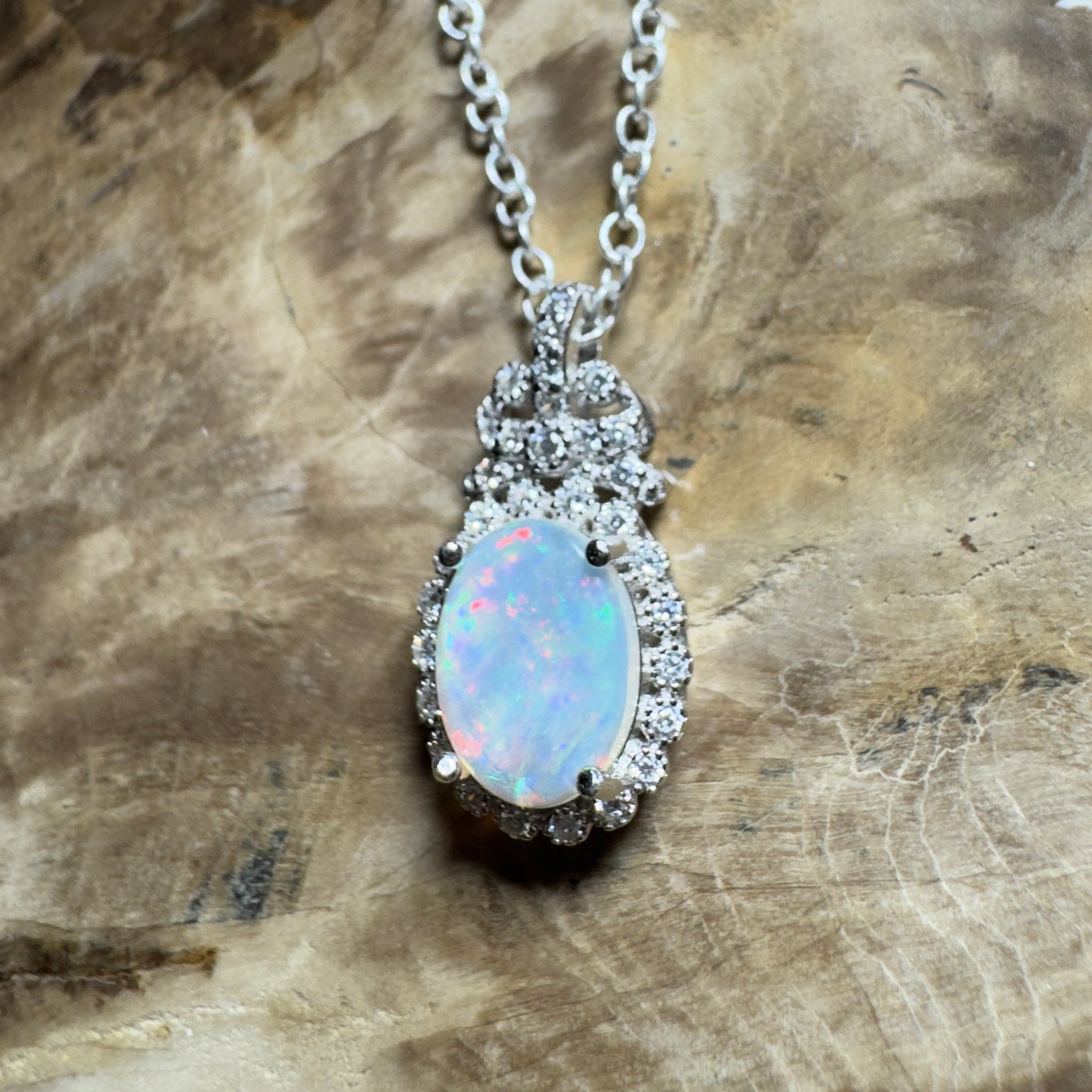 The Twelve Apostles Solitaire ~ 1.2ct Coober Pedy Opal 925 Silver Pendant