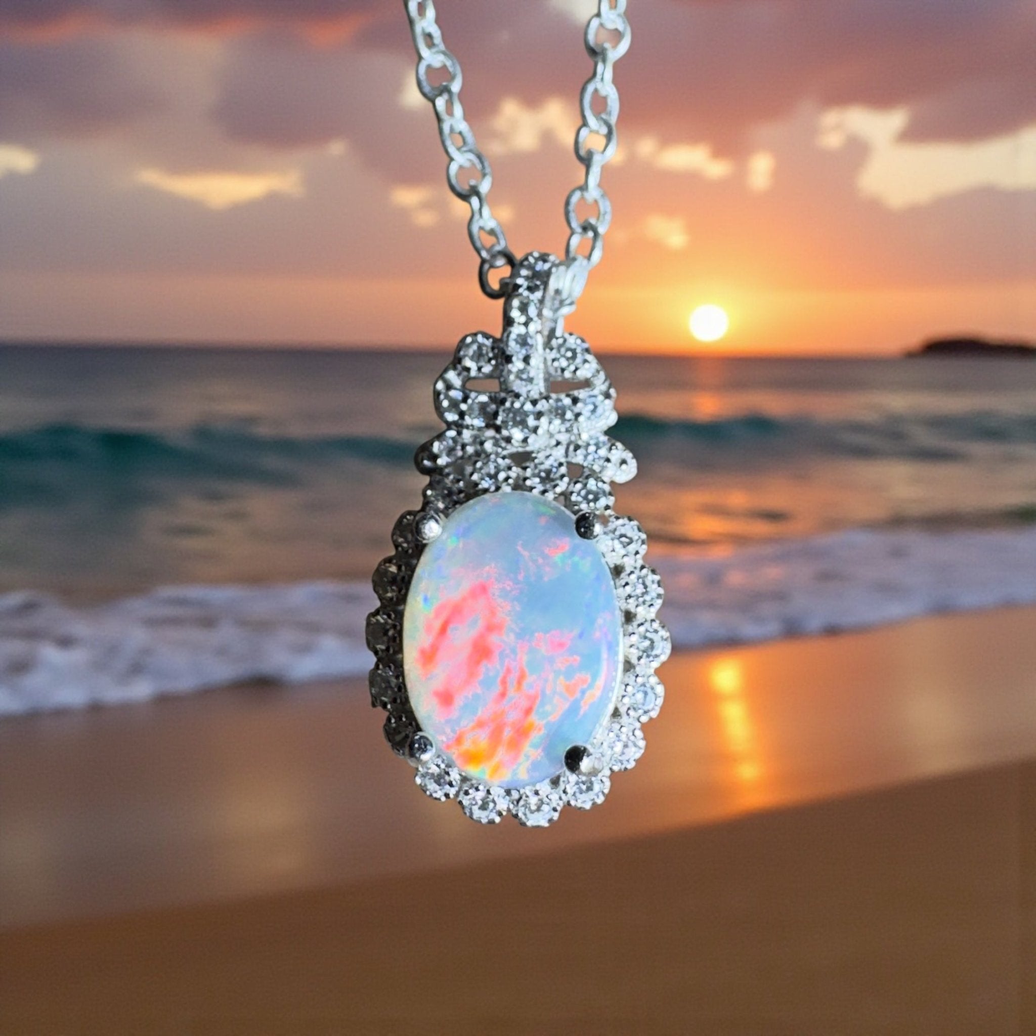 The Twelve Apostles Solitaire ~ 1.2ct Coober Pedy Opal 925 Silver Pendant