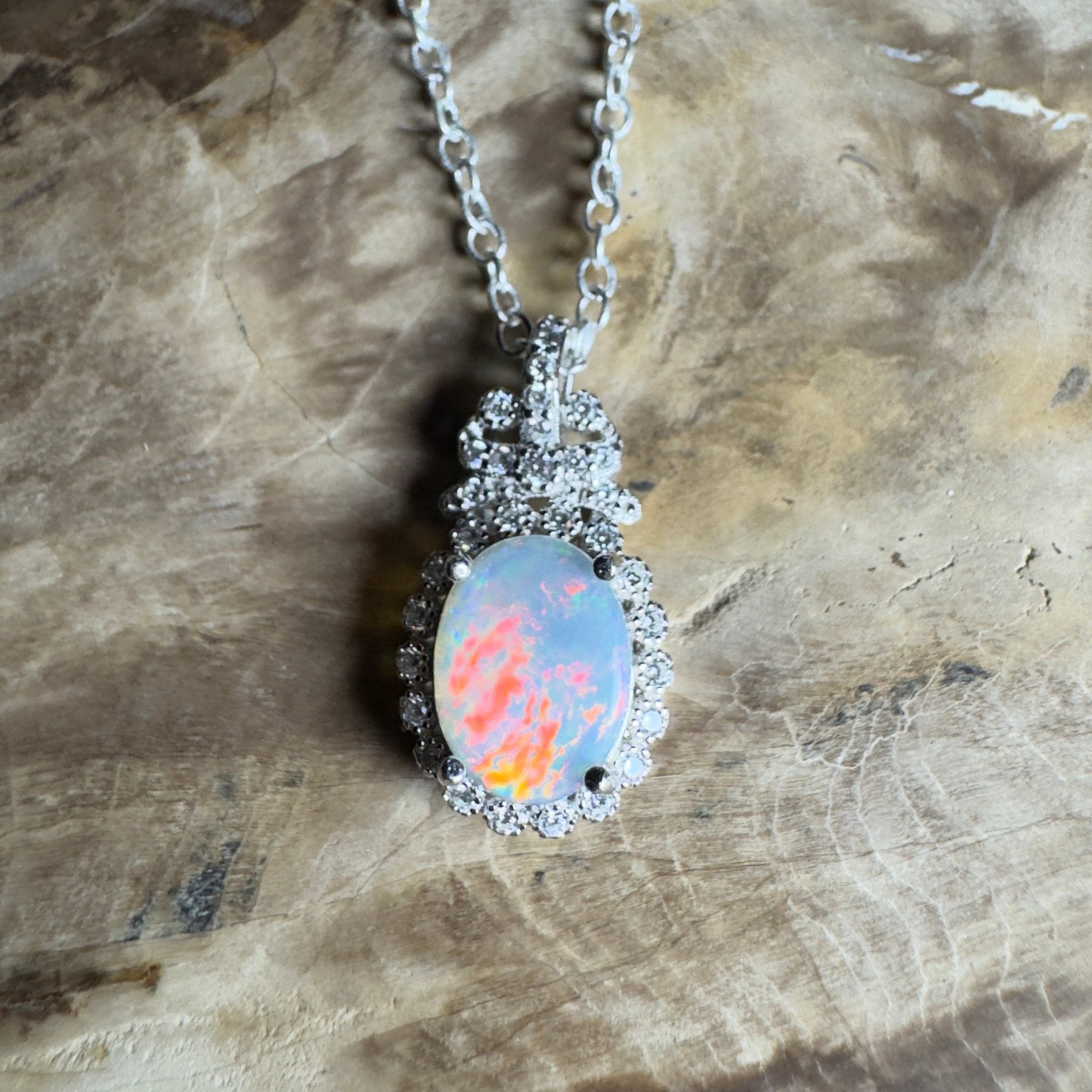 The Twelve Apostles Solitaire ~ 1.2ct Coober Pedy Opal 925 Silver Pendant