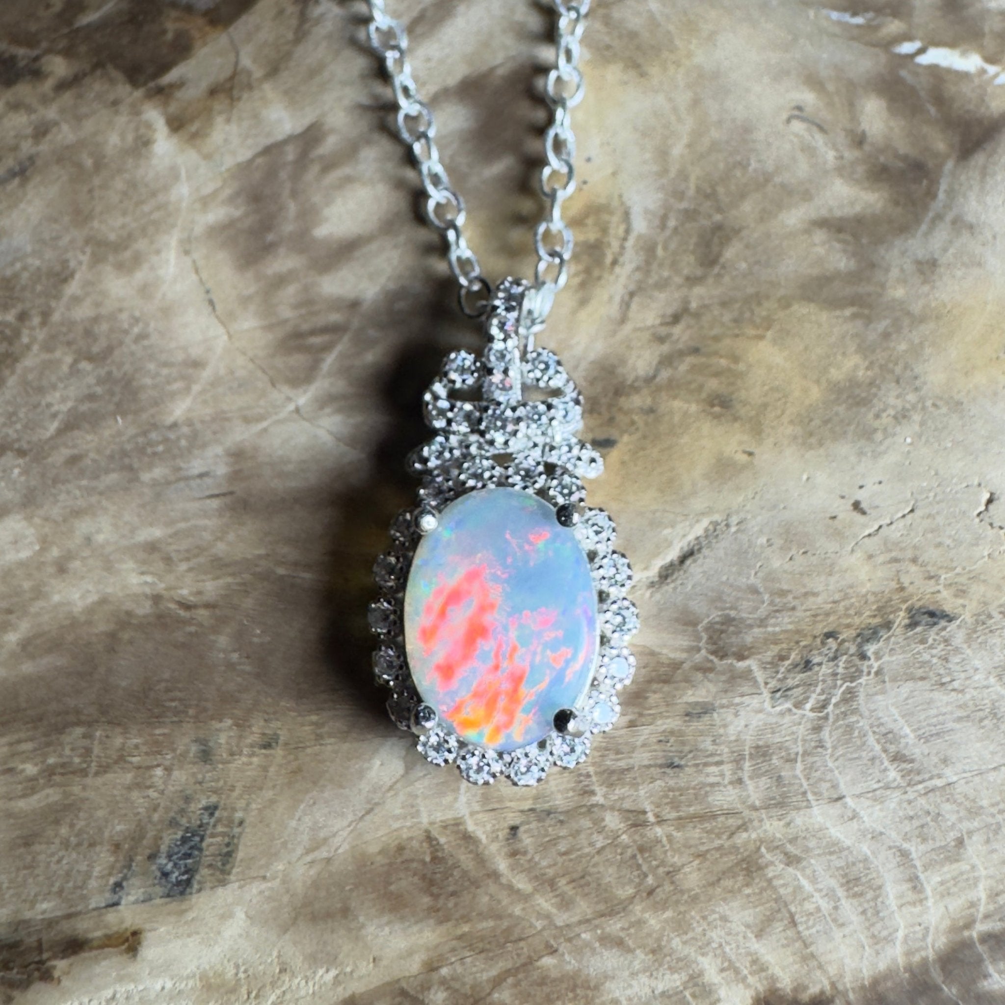 The Twelve Apostles Solitaire ~ 1.2ct Coober Pedy Opal 925 Silver Pendant