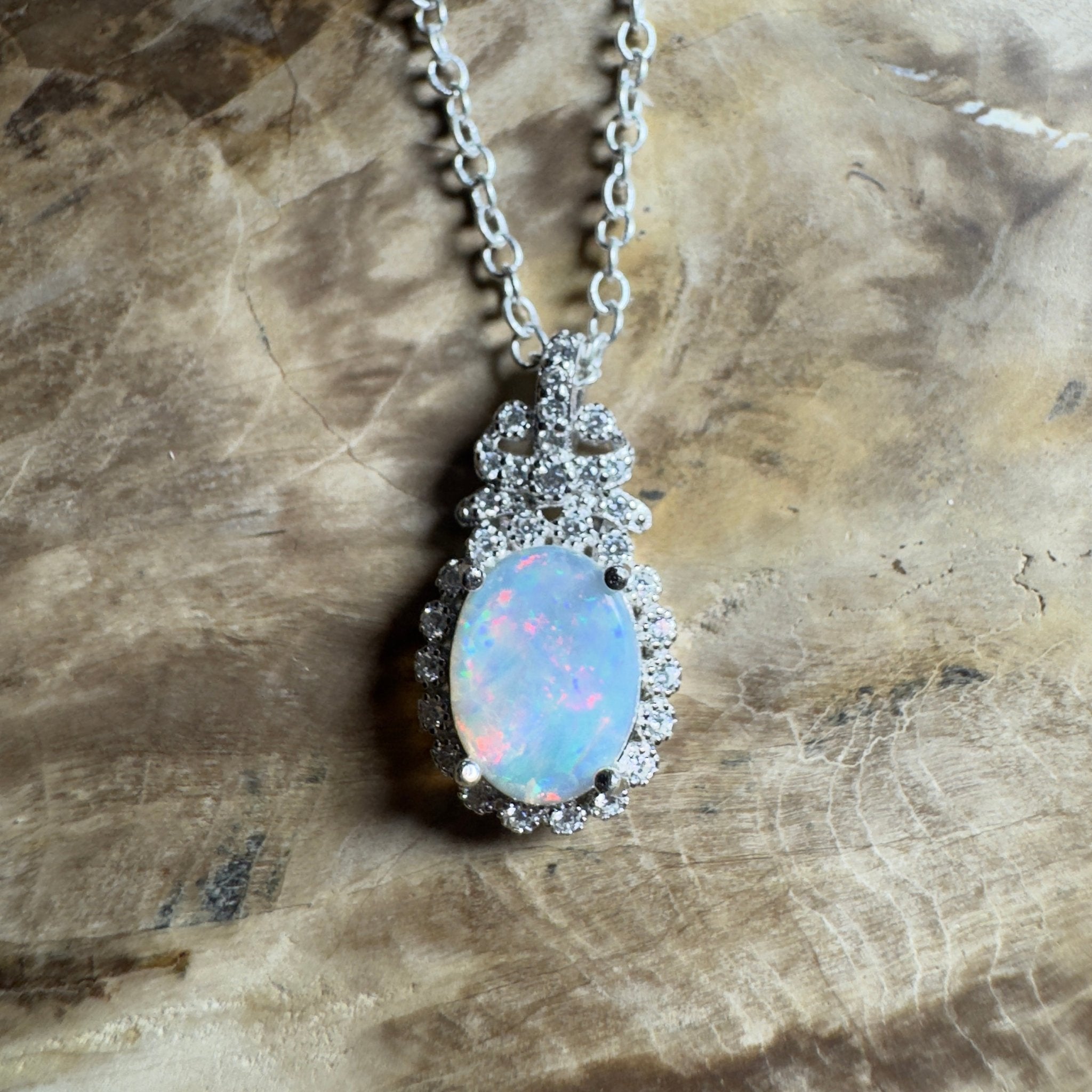 The Twelve Apostles Solitaire ~ 1.2ct Coober Pedy Opal 925 Silver Pendant