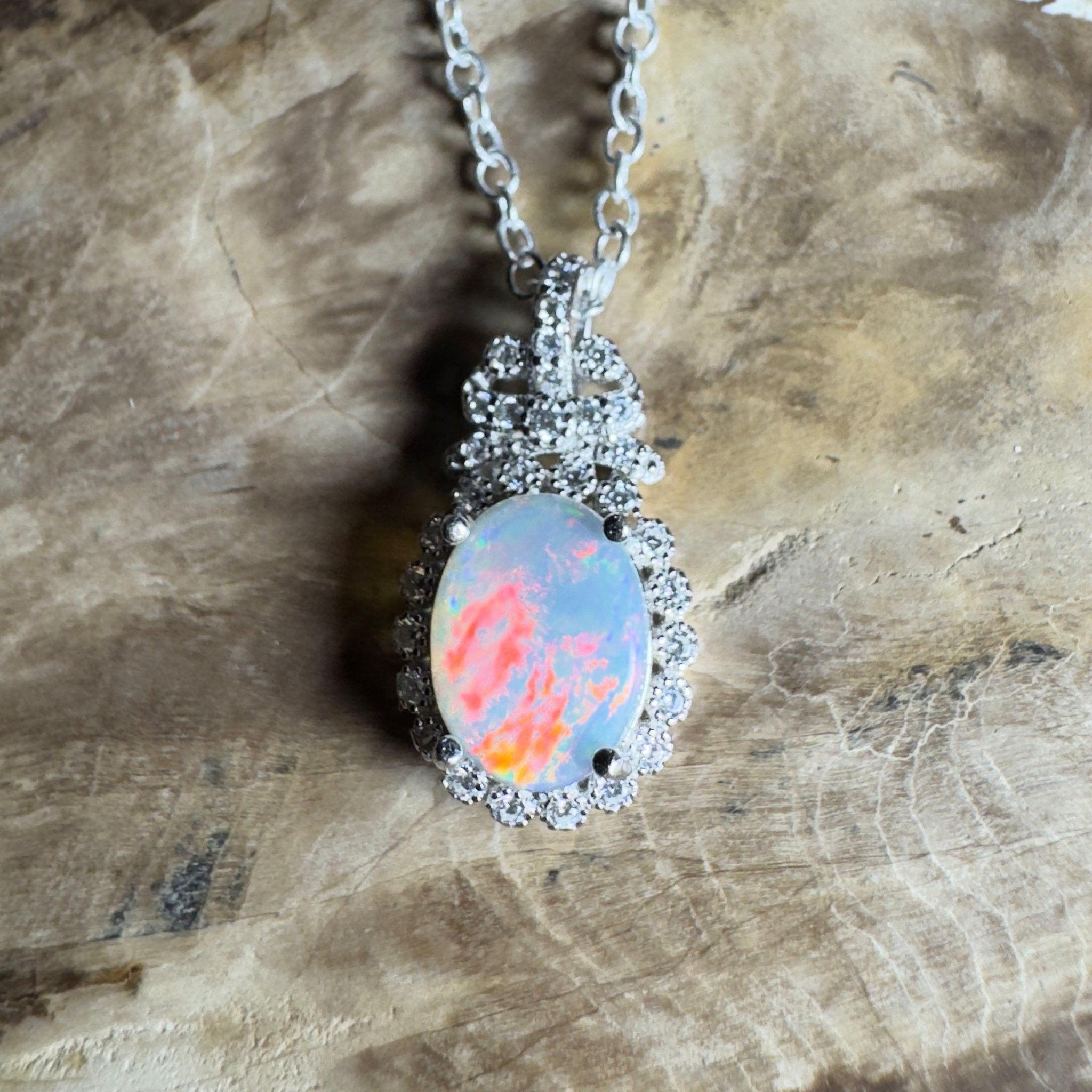 The Twelve Apostles Solitaire ~ 1.2ct Coober Pedy Opal 925 Silver Pendant