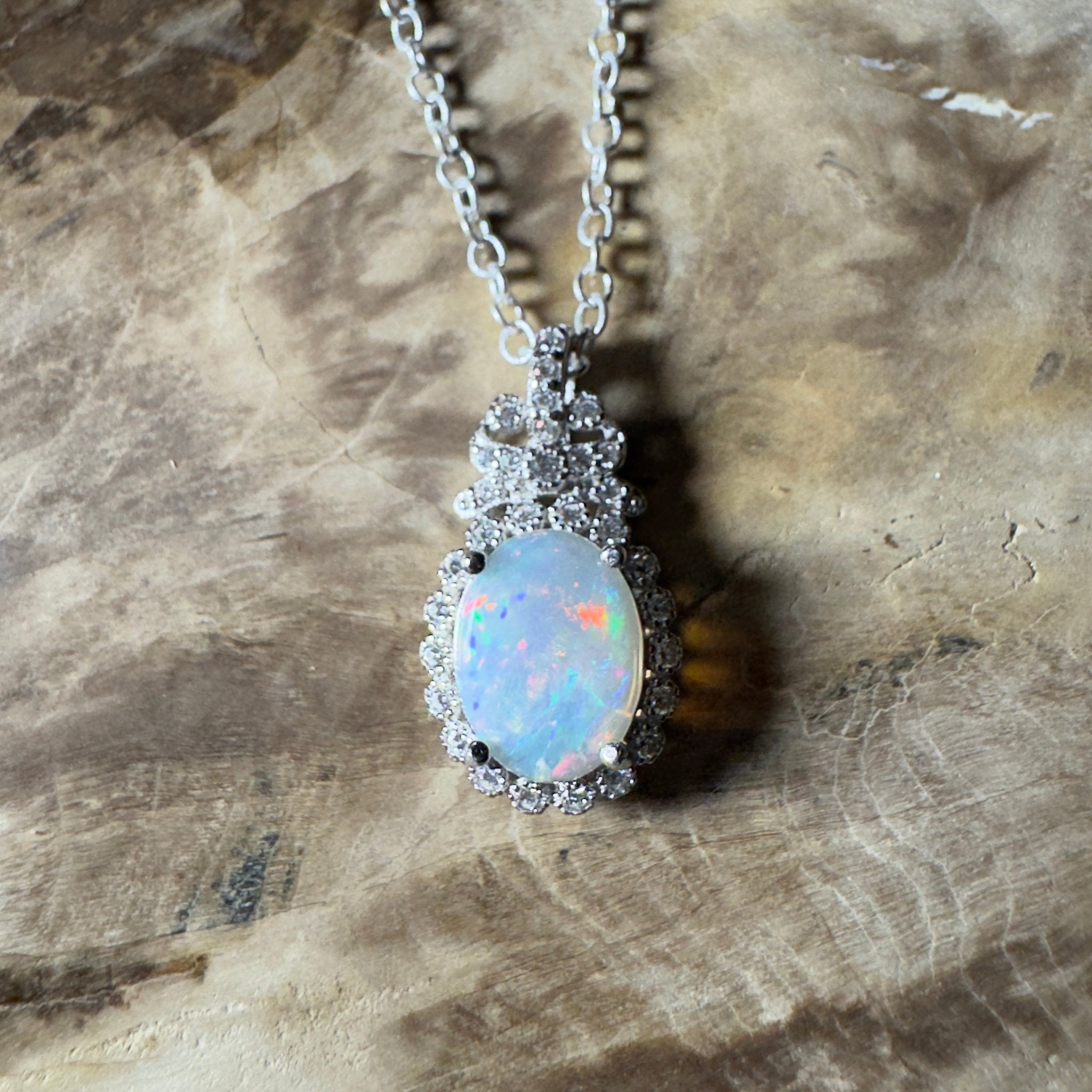 The Twelve Apostles Solitaire ~ 1.2ct Coober Pedy Opal 925 Silver Pendant