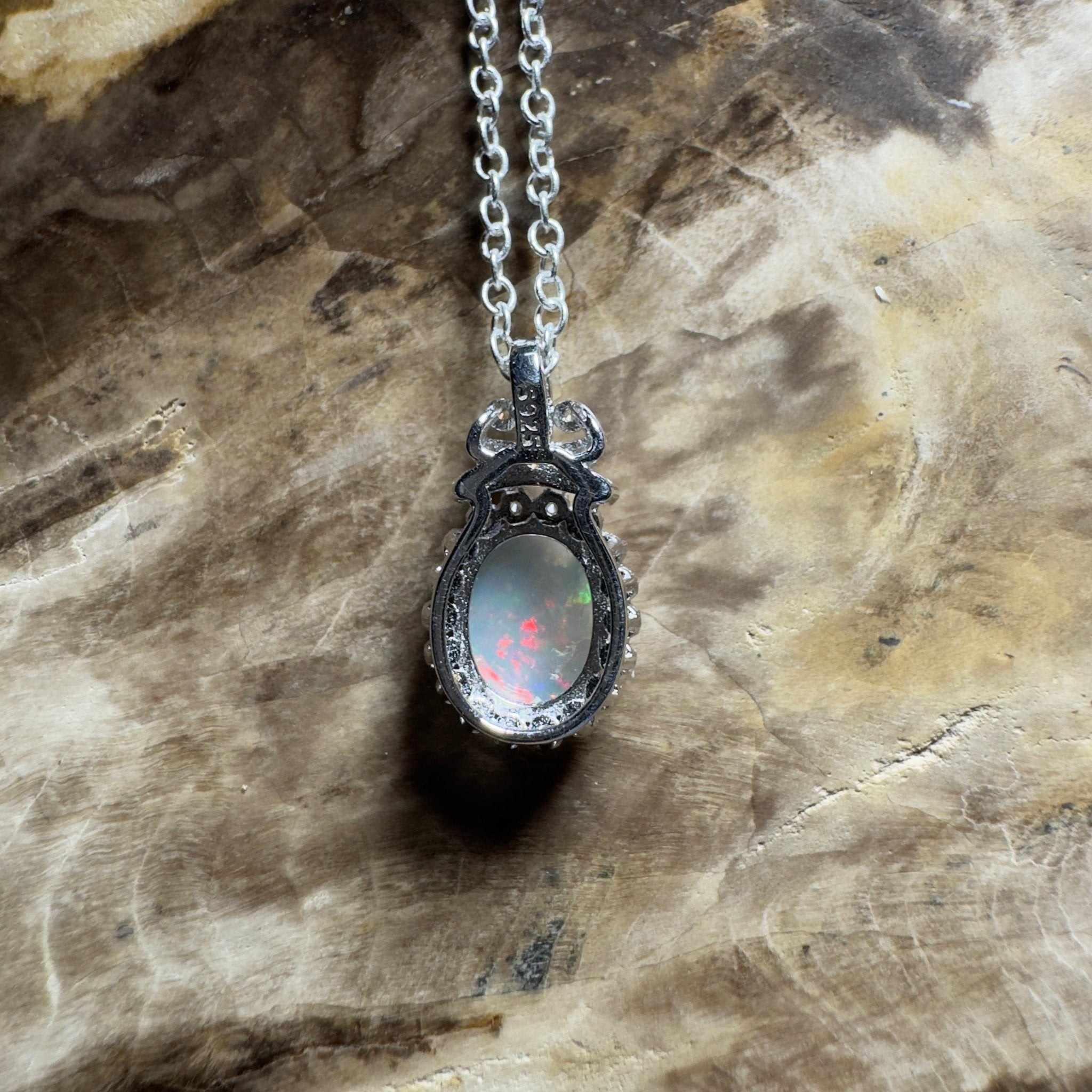 The Twelve Apostles Solitaire ~ 1.2ct Coober Pedy Opal 925 Silver Pendant