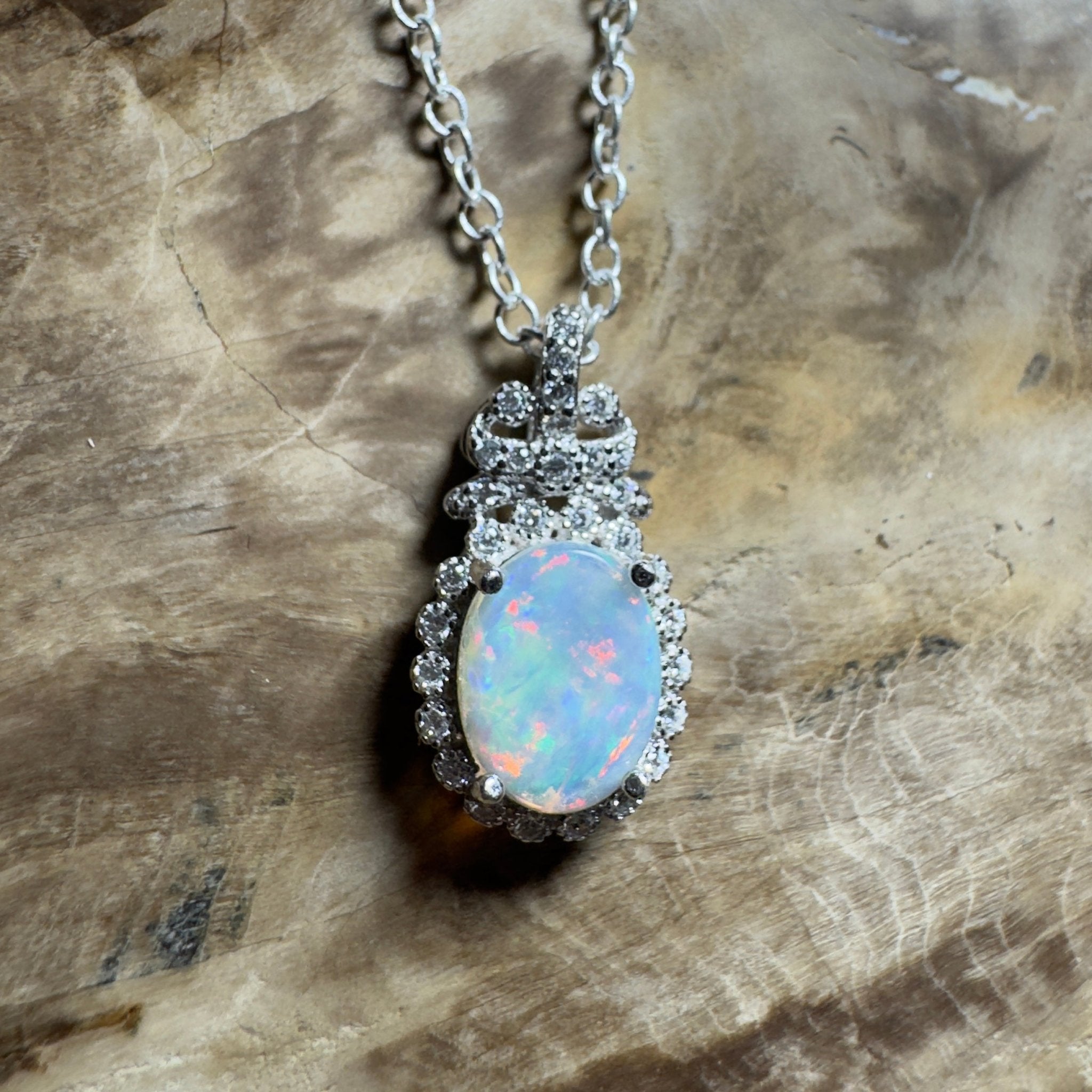 The Twelve Apostles Solitaire ~ 1.2ct Coober Pedy Opal 925 Silver Pendant