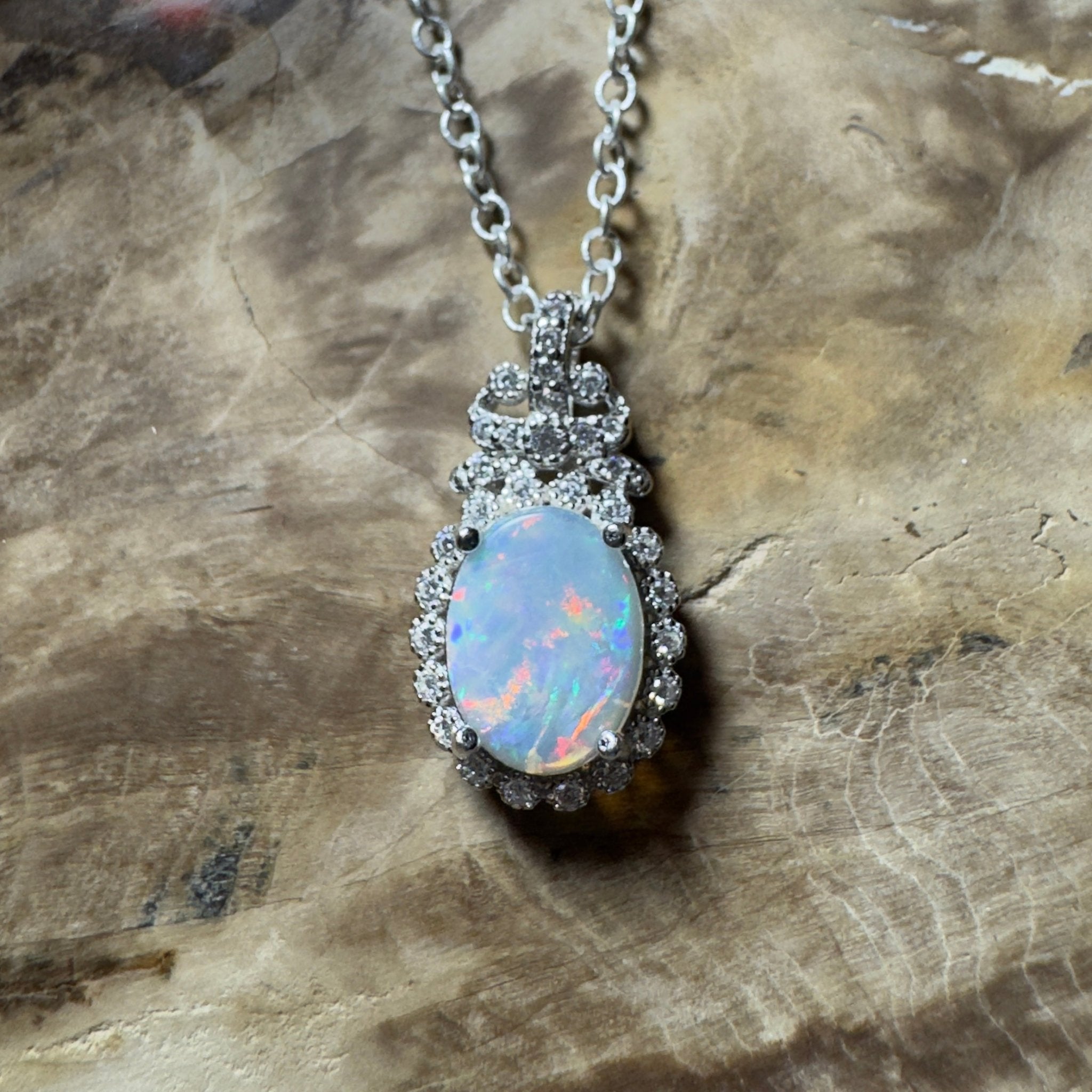 The Twelve Apostles Solitaire ~ 1.2ct Coober Pedy Opal 925 Silver Pendant