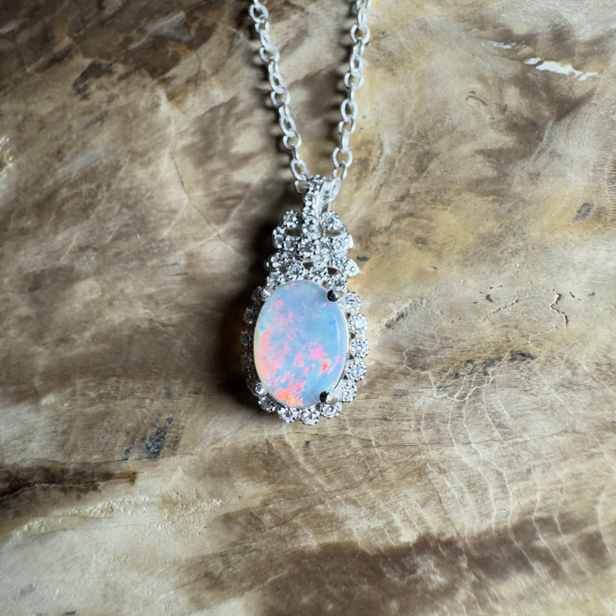 The Twelve Apostles Solitaire ~ 1.2ct Coober Pedy Opal 925 Silver Pendant