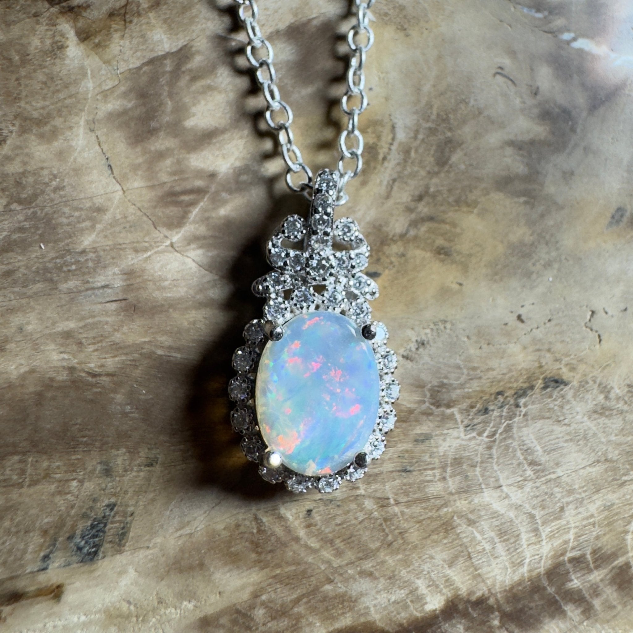 The Twelve Apostles Solitaire ~ 1.2ct Coober Pedy Opal 925 Silver Pendant