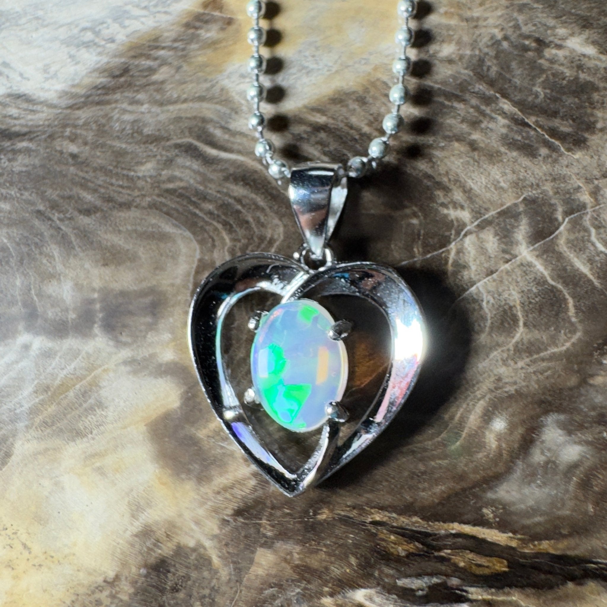 The Whitsunday Heart ~ 0.8ct Lightning Ridge Opal 925 Silver Pendant