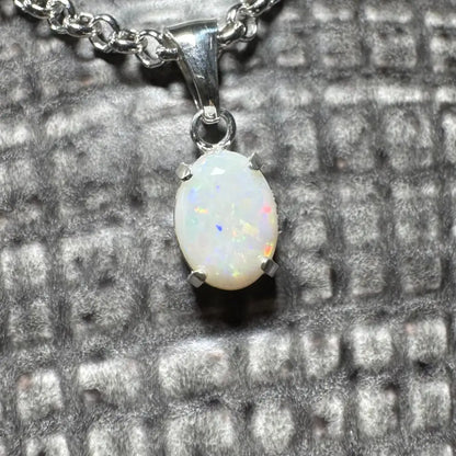 Opal pendant necklace from Three Sisters Shine featuring a handcrafted 0.9ct Coober Pedy Opal in sterling silver