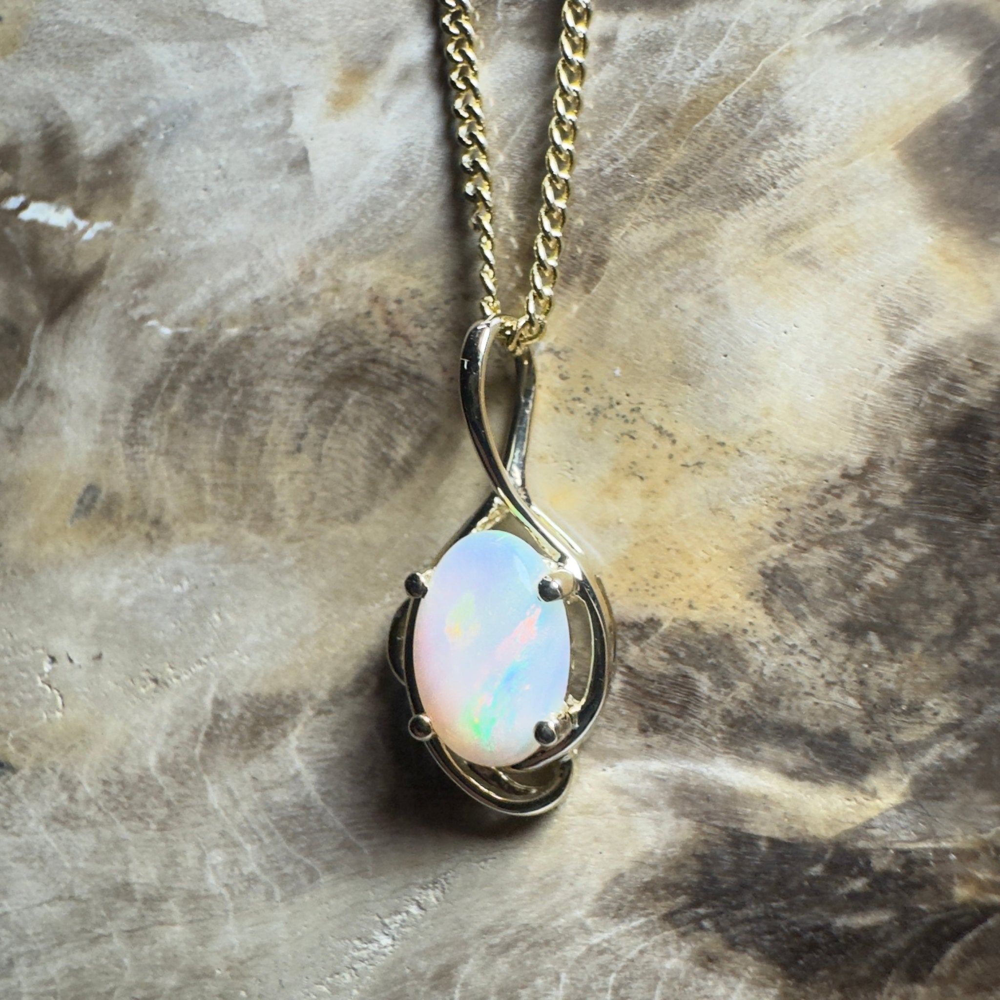 Tjoritja Fire ~ 9ct Solid Gold 0.6ct Coober Pedy Opal Pendant