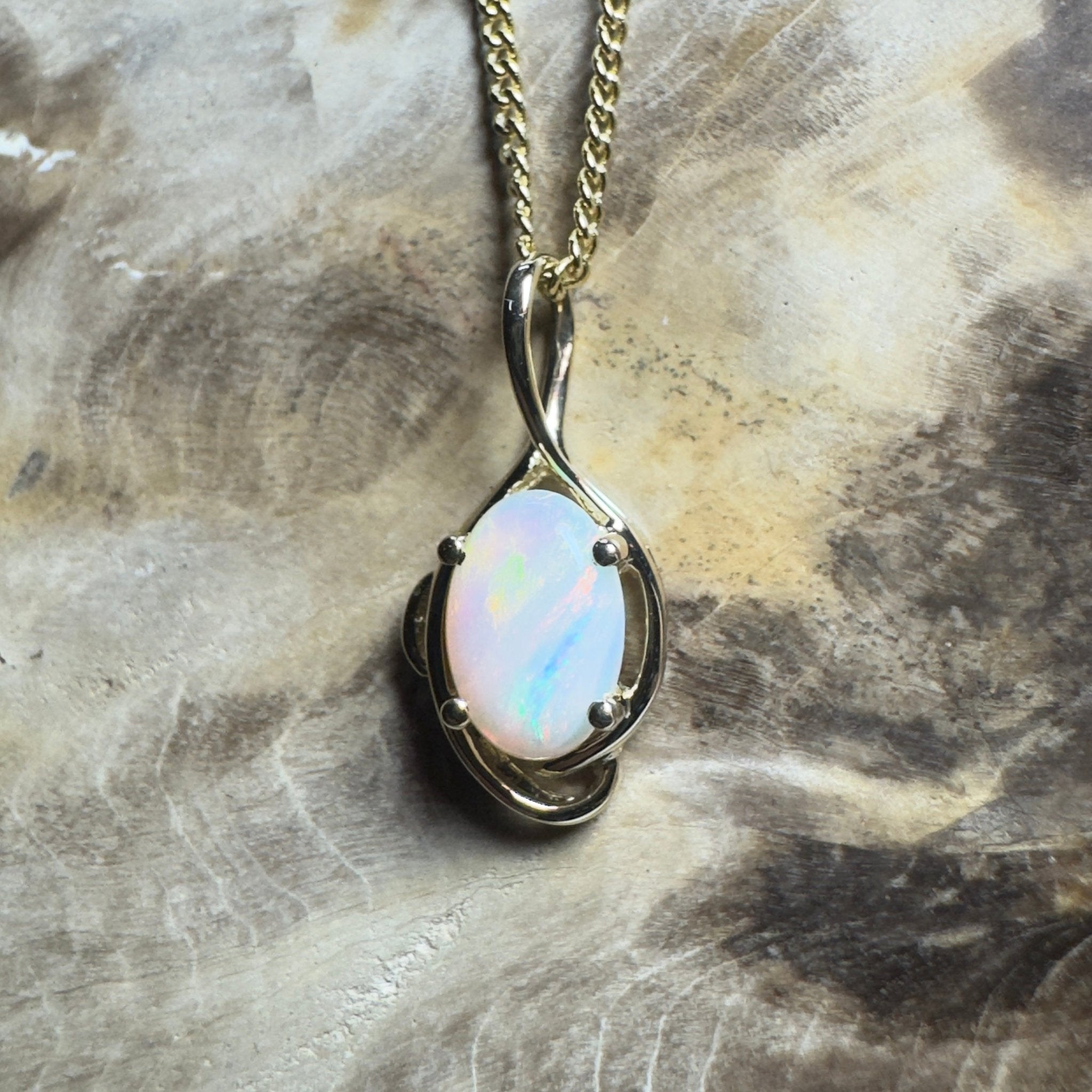 Tjoritja Fire ~ 9ct Solid Gold 0.6ct Coober Pedy Opal Pendant