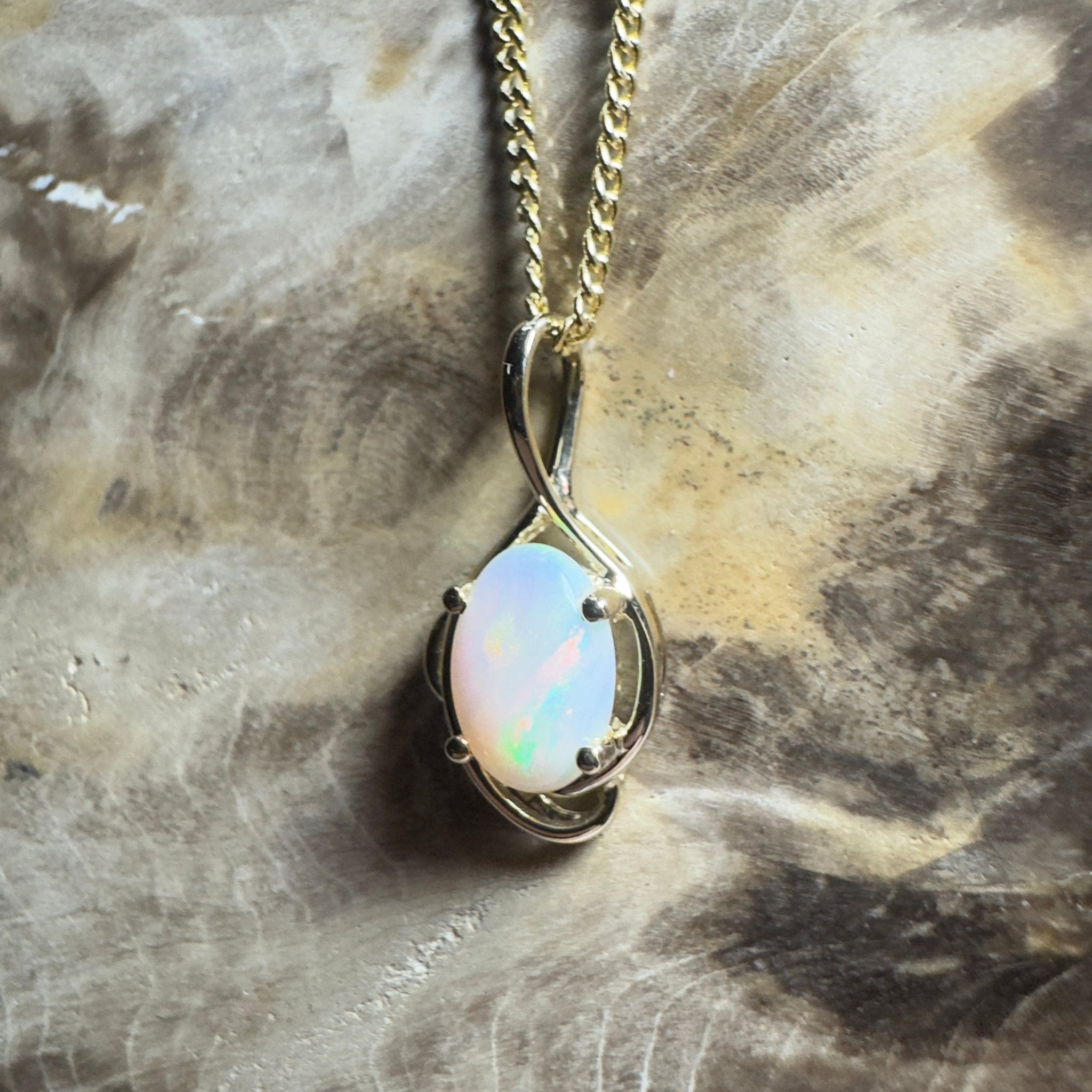 Tjoritja Fire ~ 9ct Solid Gold 0.6ct Coober Pedy Opal Pendant