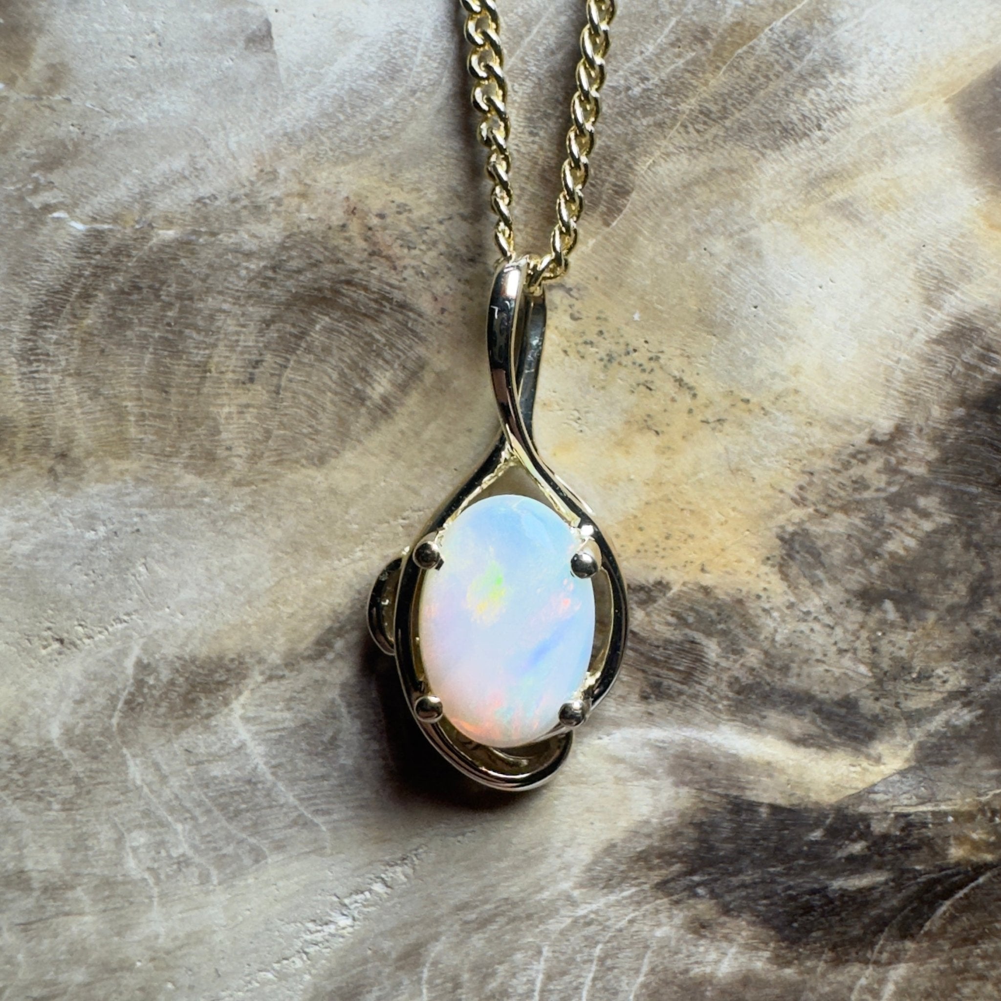 Tjoritja Fire ~ 9ct Solid Gold 0.6ct Coober Pedy Opal Pendant