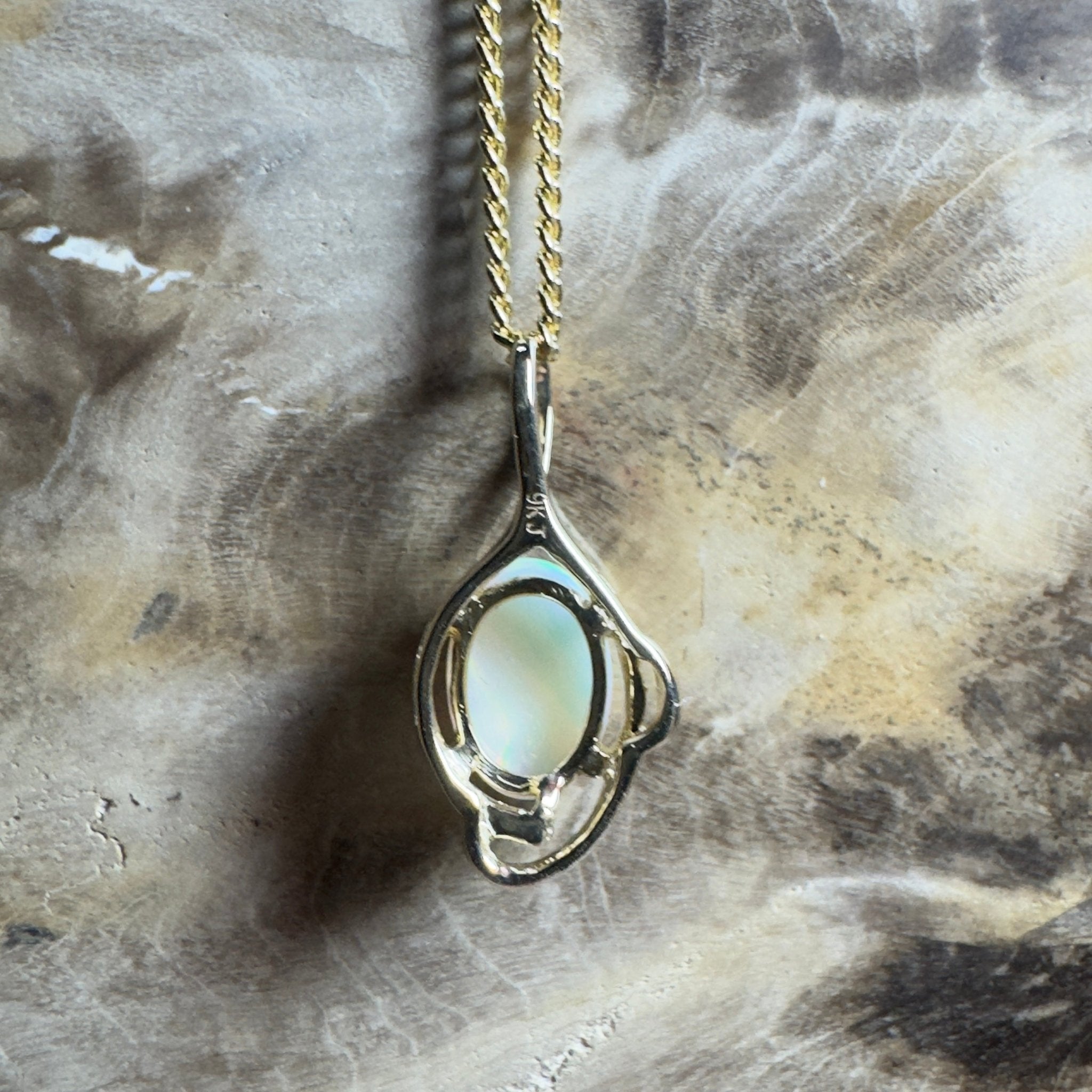 Tjoritja Fire ~ 9ct Solid Gold 0.6ct Coober Pedy Opal Pendant