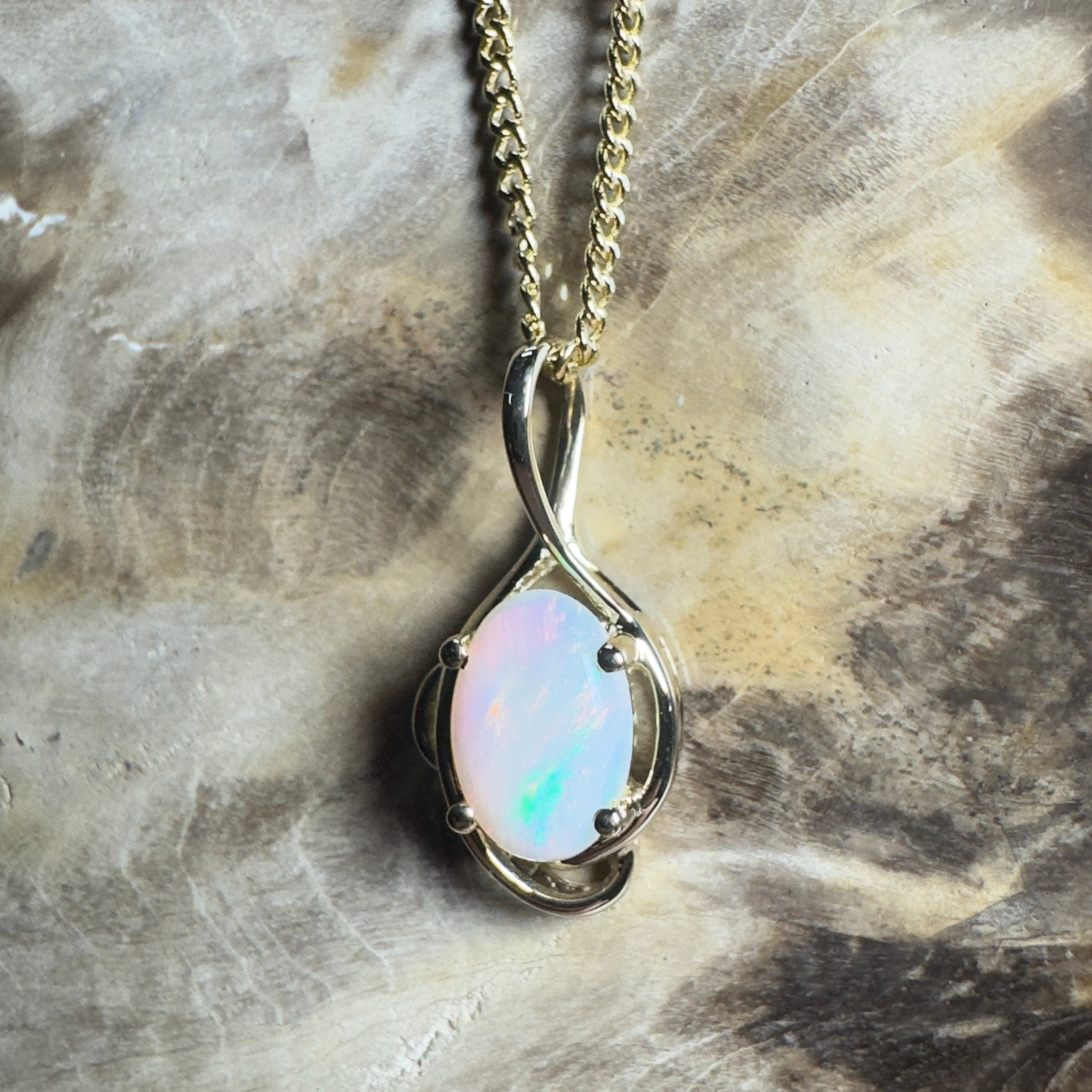 Tjoritja Fire ~ 9ct Solid Gold 0.6ct Coober Pedy Opal Pendant