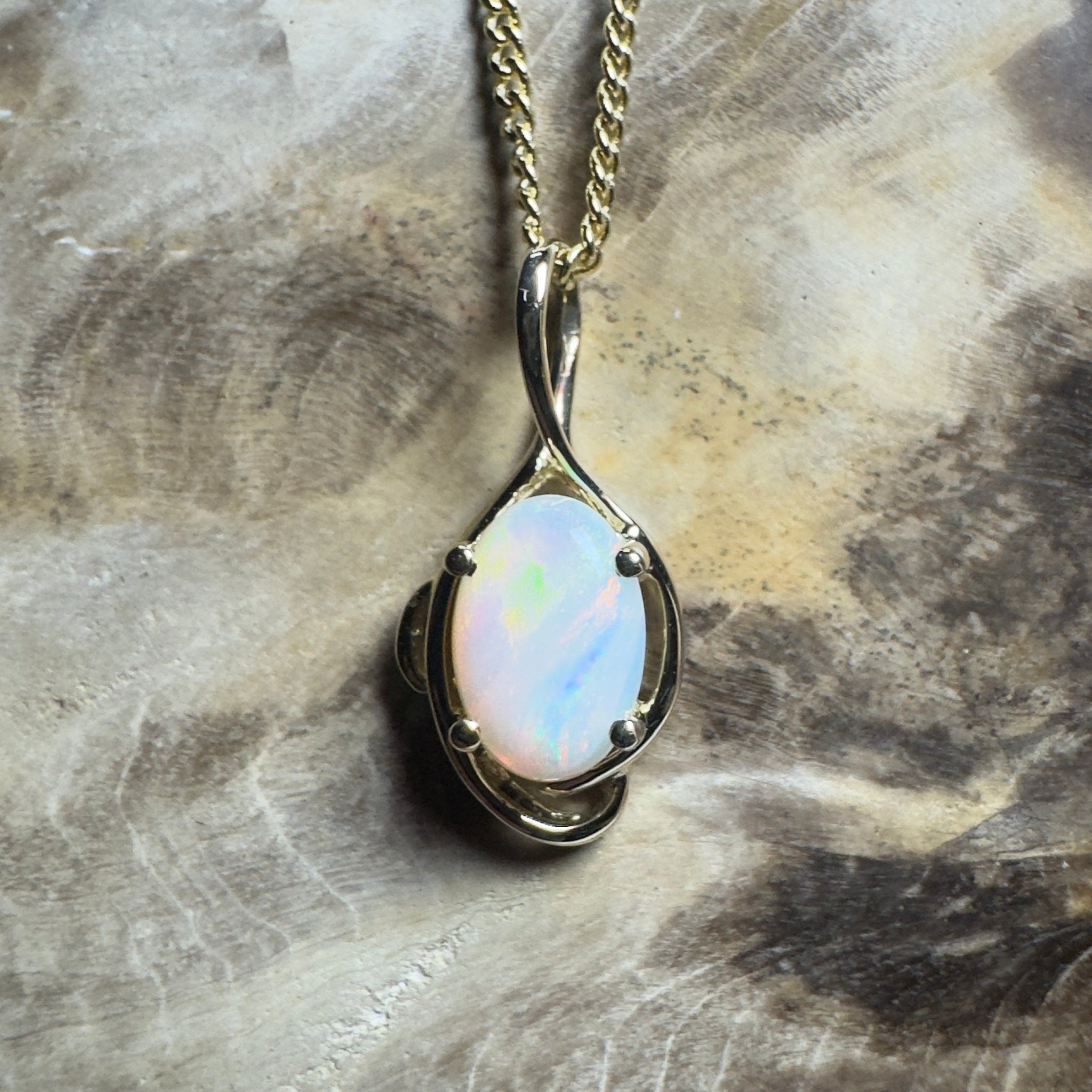 Tjoritja Fire ~ 9ct Solid Gold 0.6ct Coober Pedy Opal Pendant