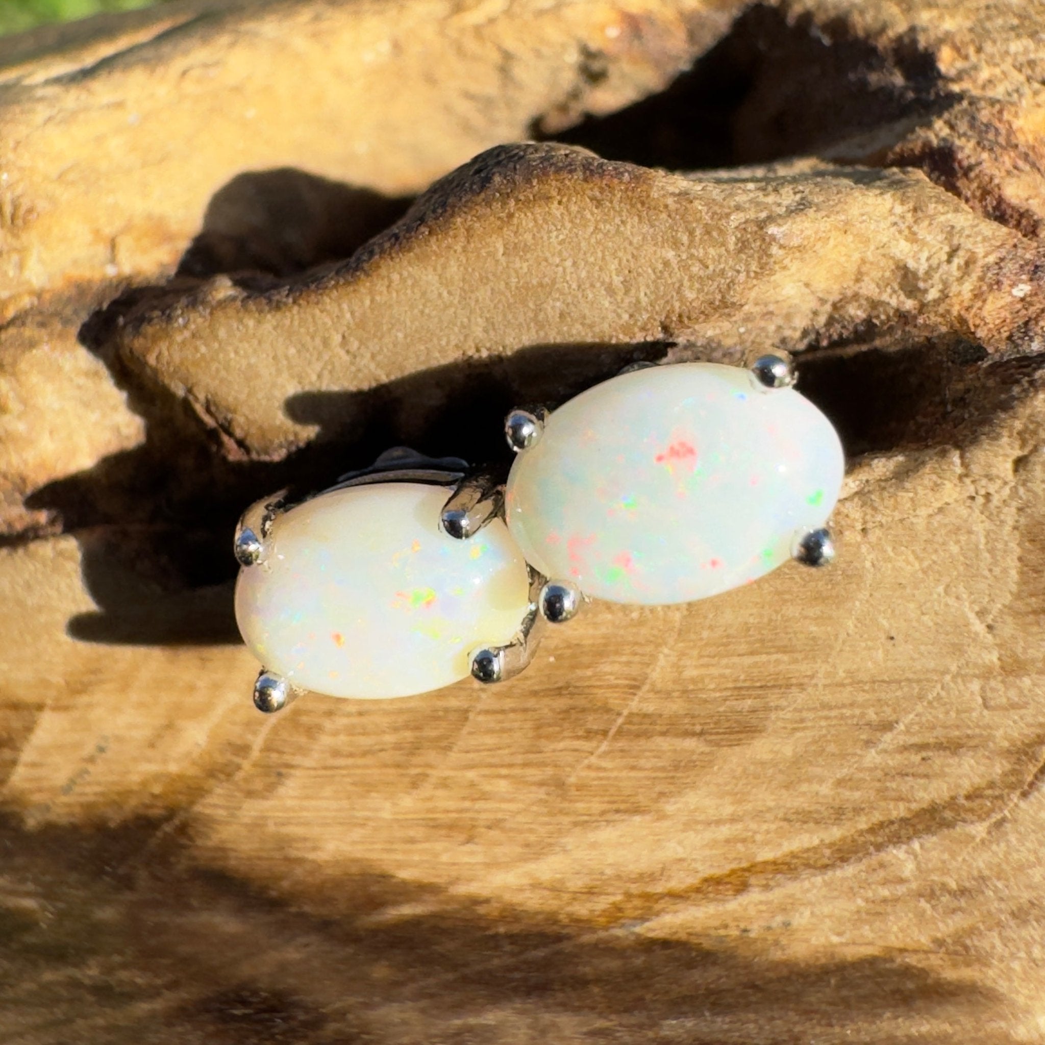 Toorale Light ~ 0.6ct Coober Pedy Opal Sterling Silver Earrings