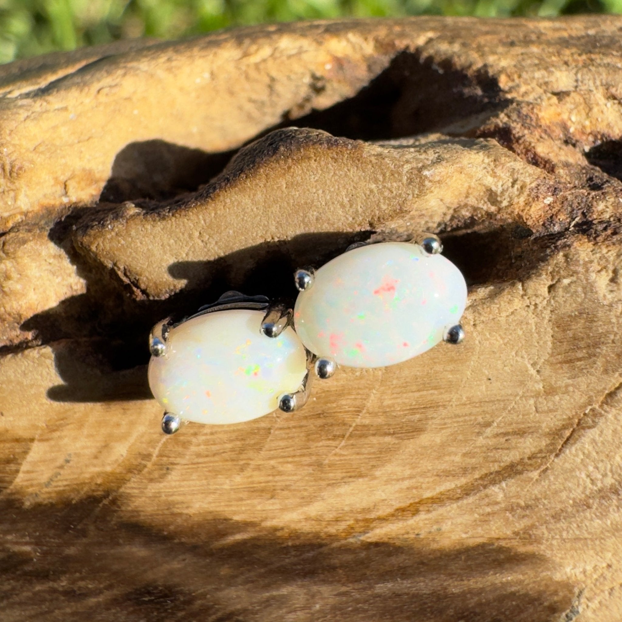 Toorale Light ~ 0.6ct Coober Pedy Opal Sterling Silver Earrings